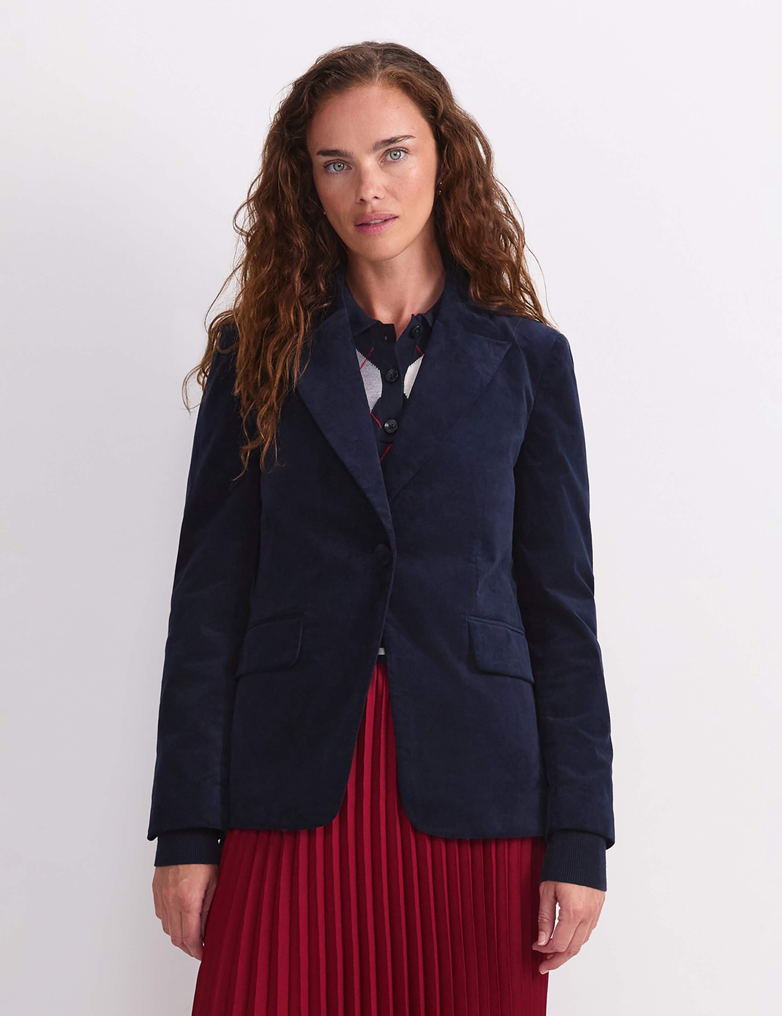 Velvet Single-Breasted Blazer