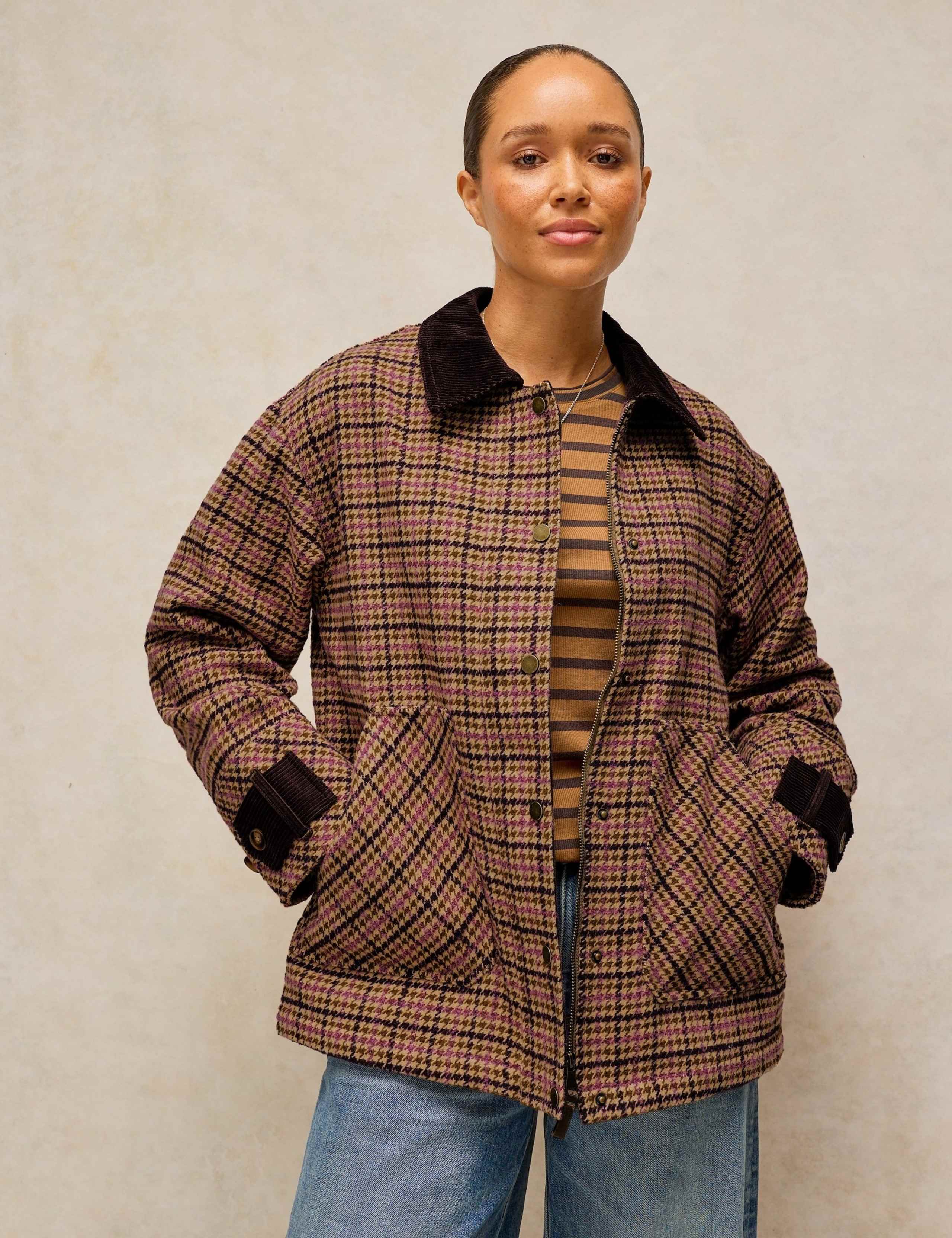 Checked Coat with Wool