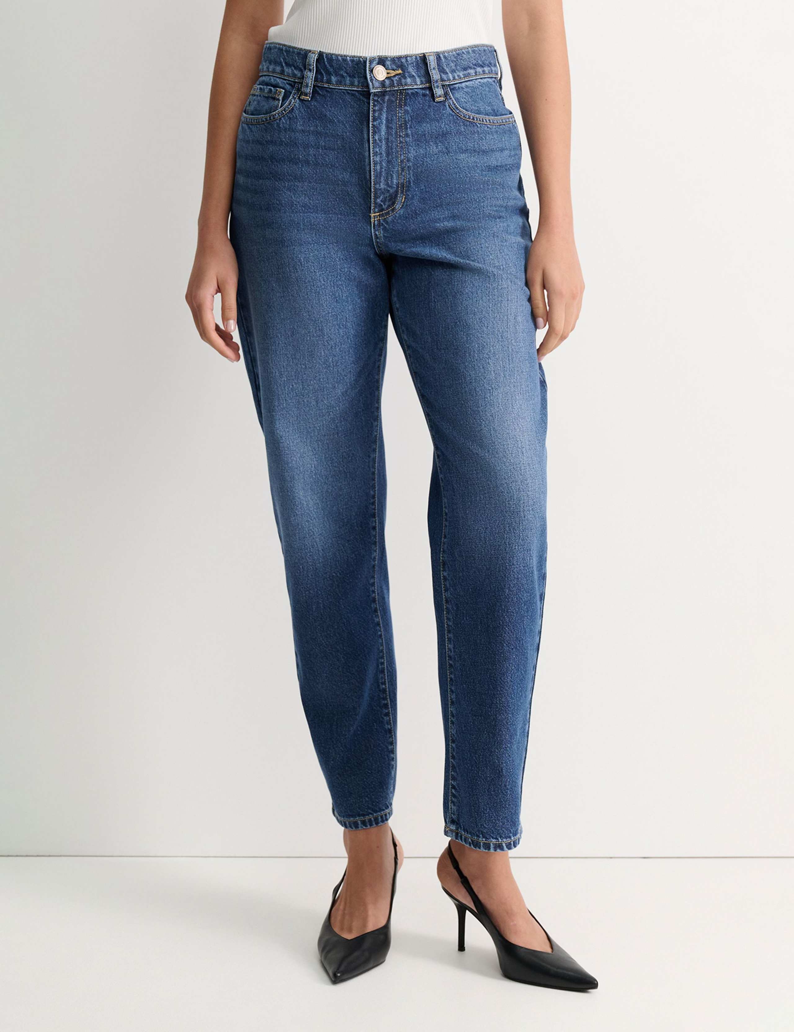 Lyocell Blend High Waisted Barrel Jeans