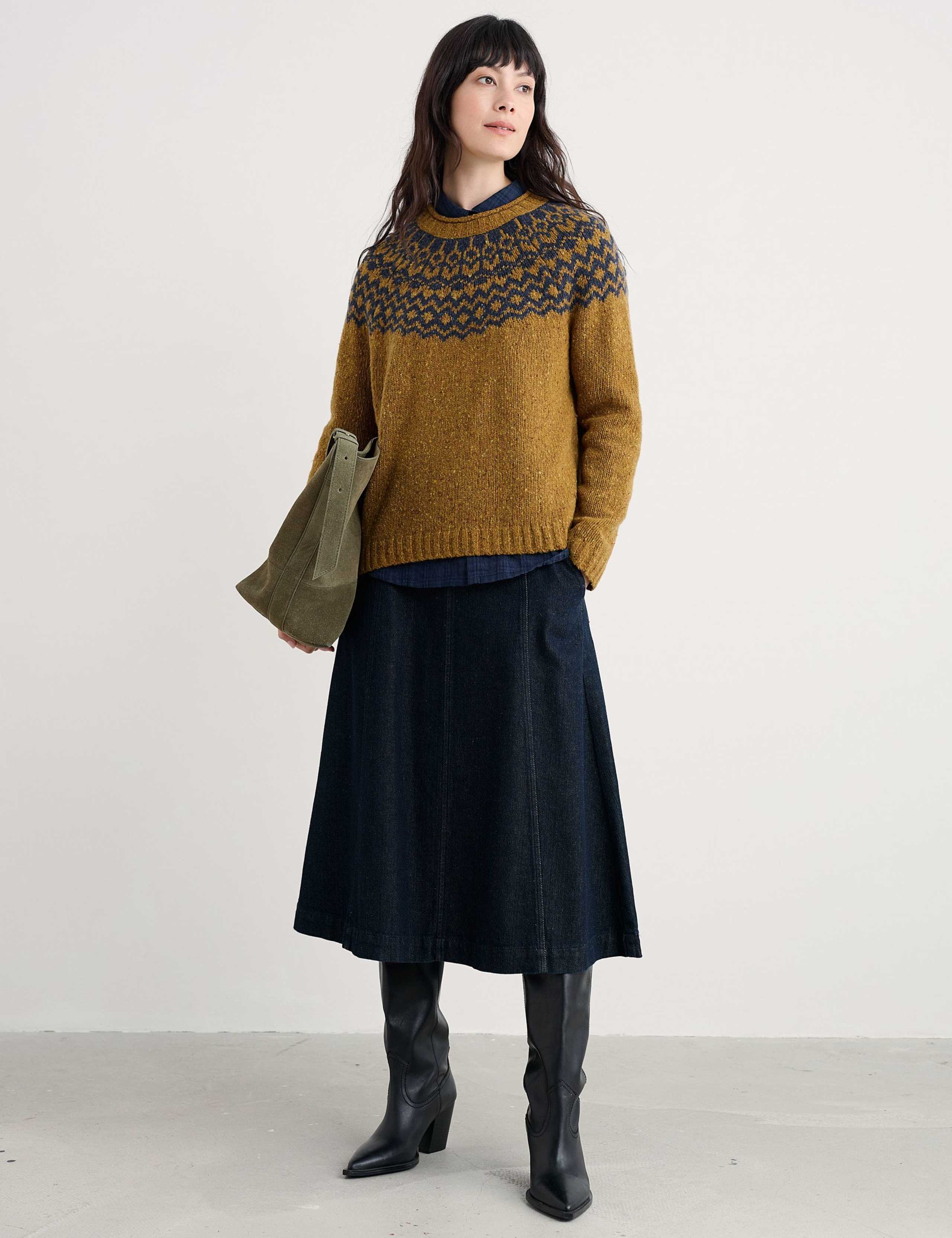 Merino Wool Rich Fair Isle Crew Neck Jumper
