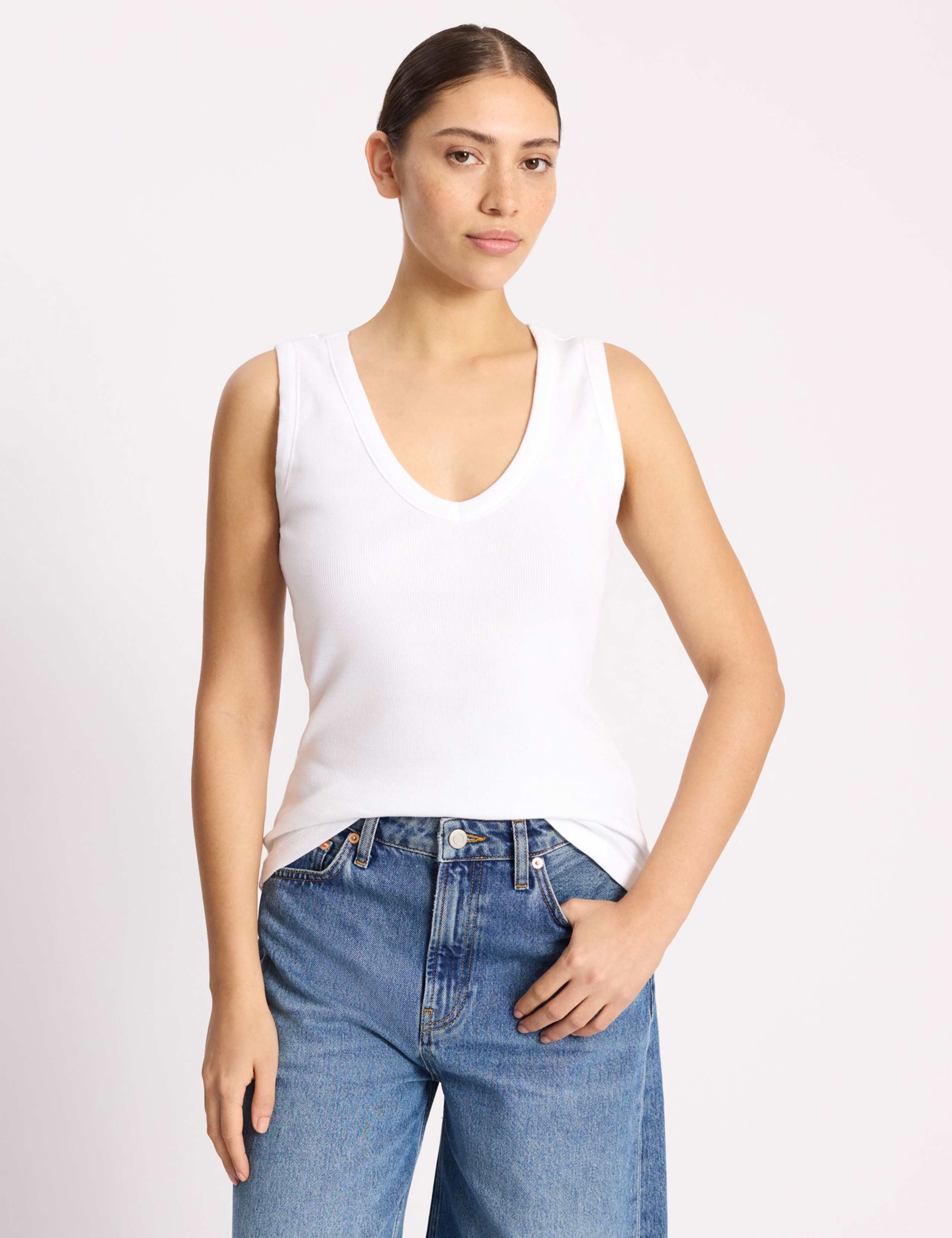 Cotton Rich Ribbed V-Neck Vest