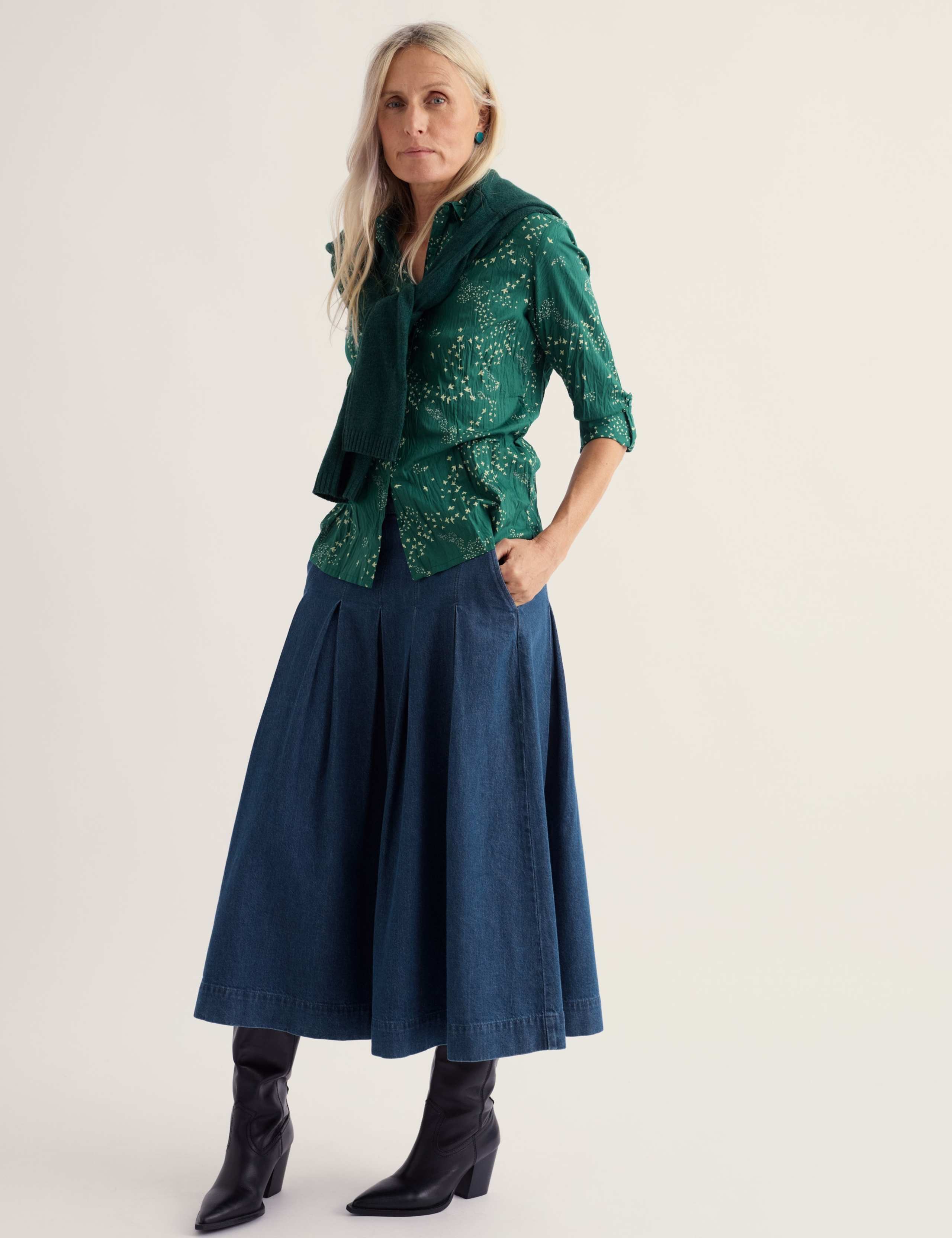 Pure Cotton Printed Collared Long Sleeve Regular Fit Shirt