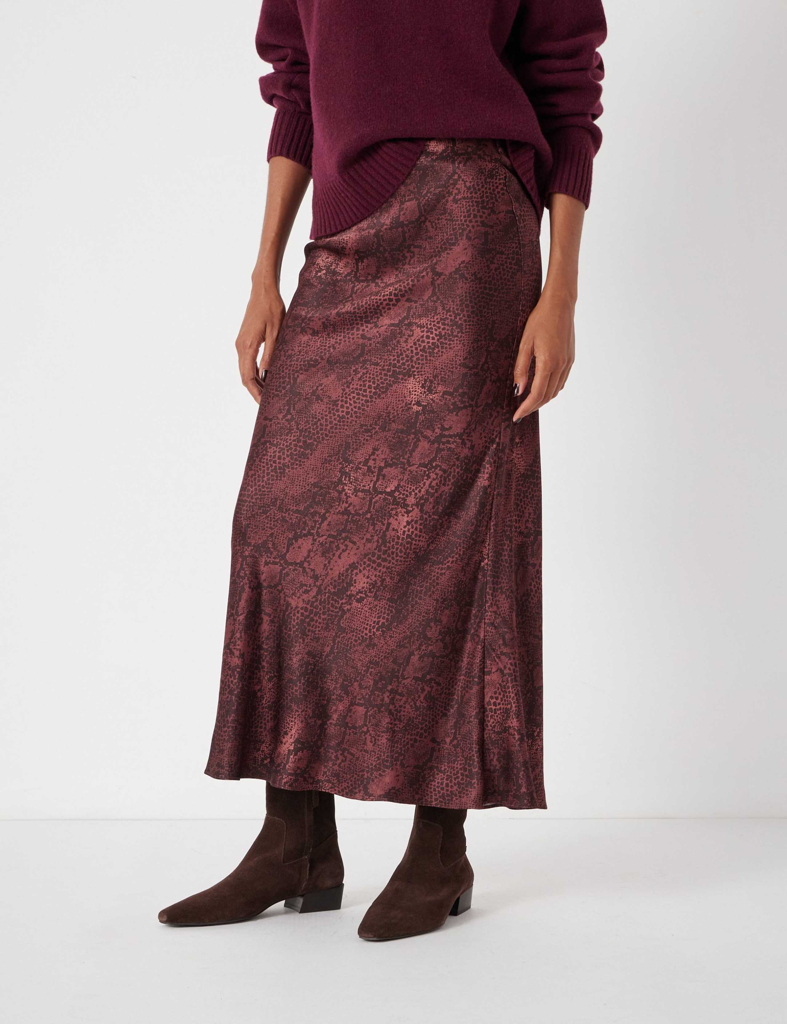 Animal Print Midi Slip Skirt
