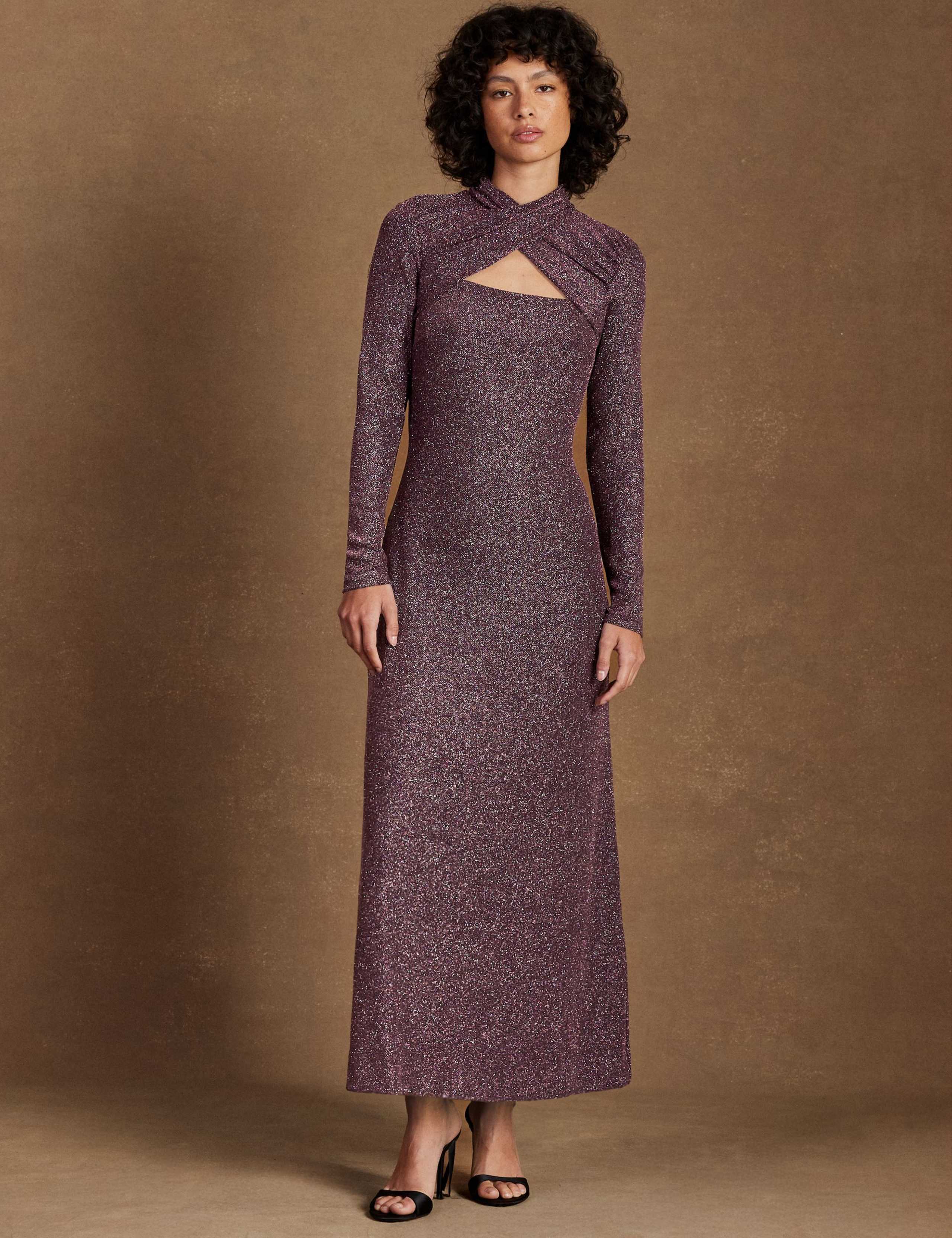 Sparkly Cut Out Detail Midaxi Column Dress