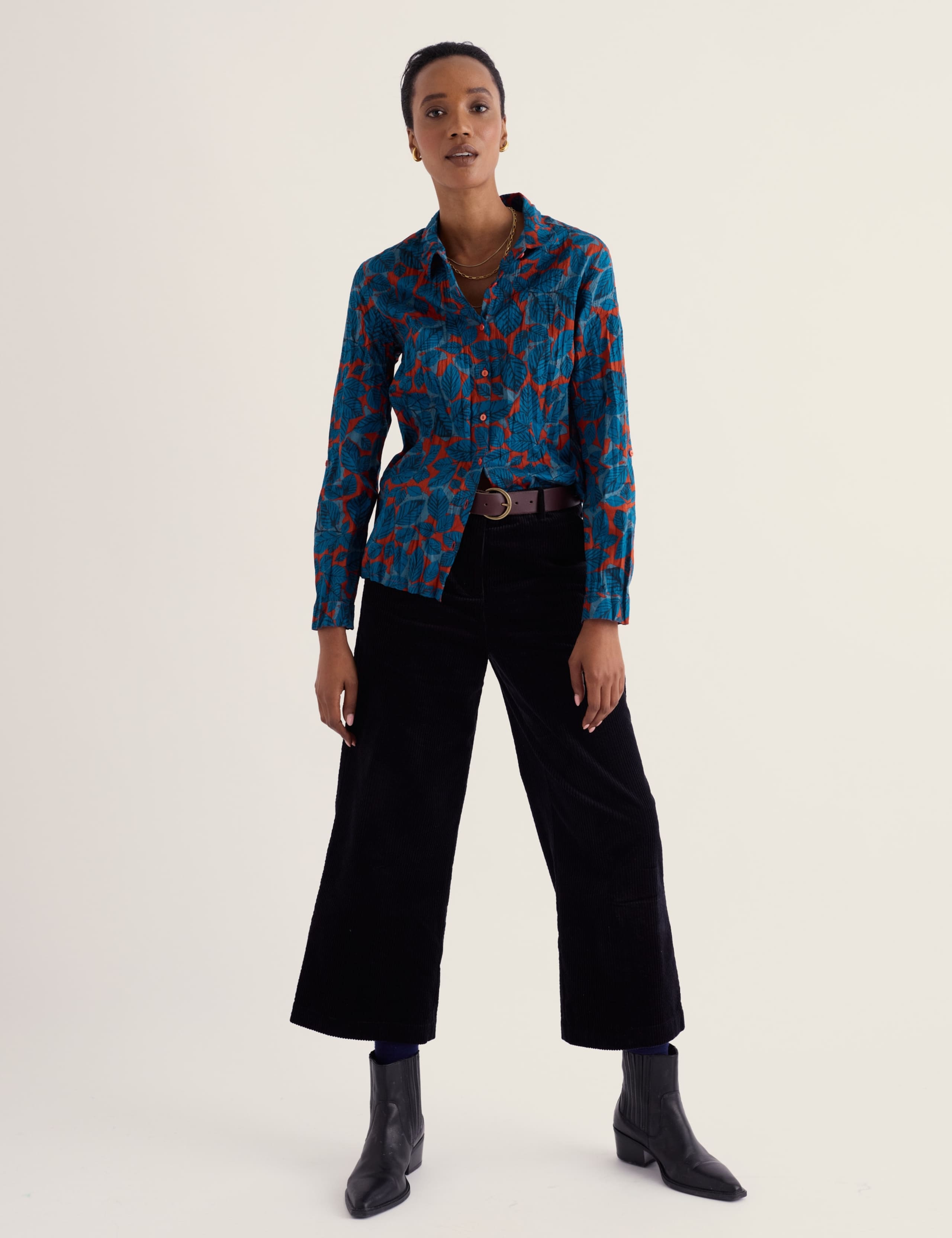 Pure Cotton Printed Collared Long Sleeve Regular Fit Shirt