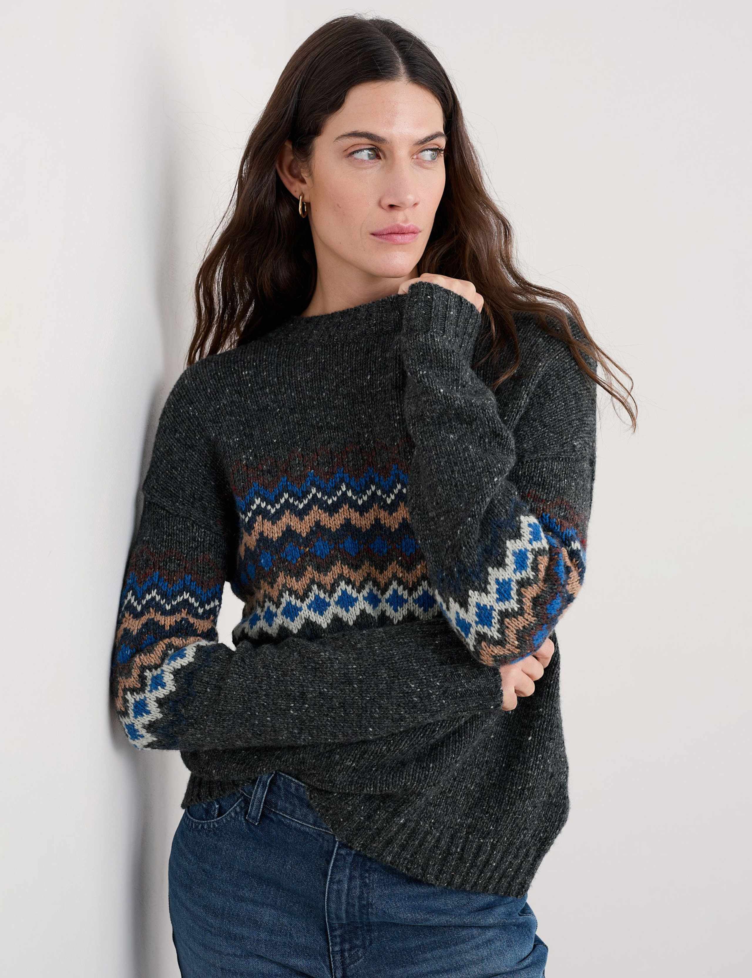 Wool Rich Fair Isle Stich Detail Jumper