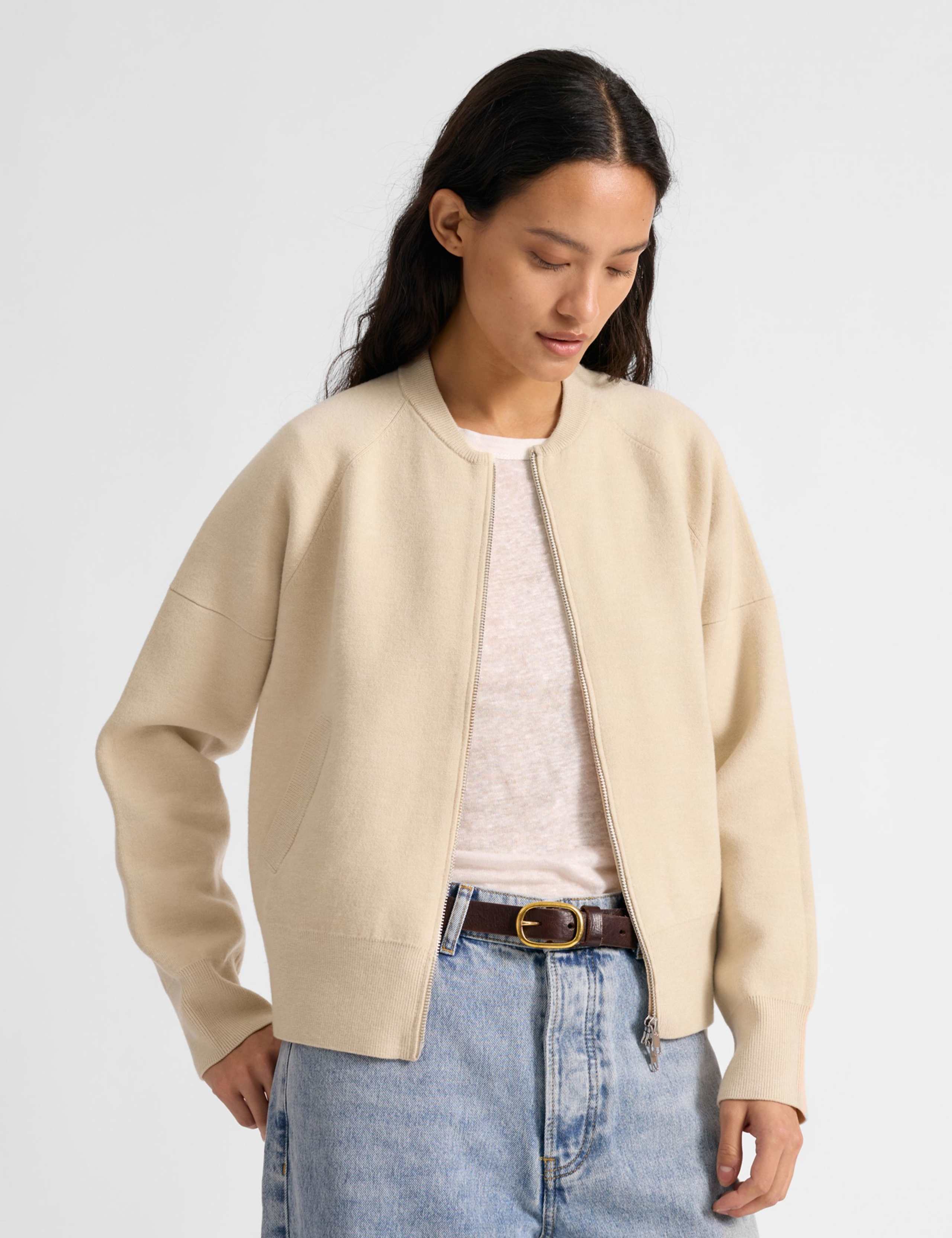 Knitted Bomber Jacket with Wool