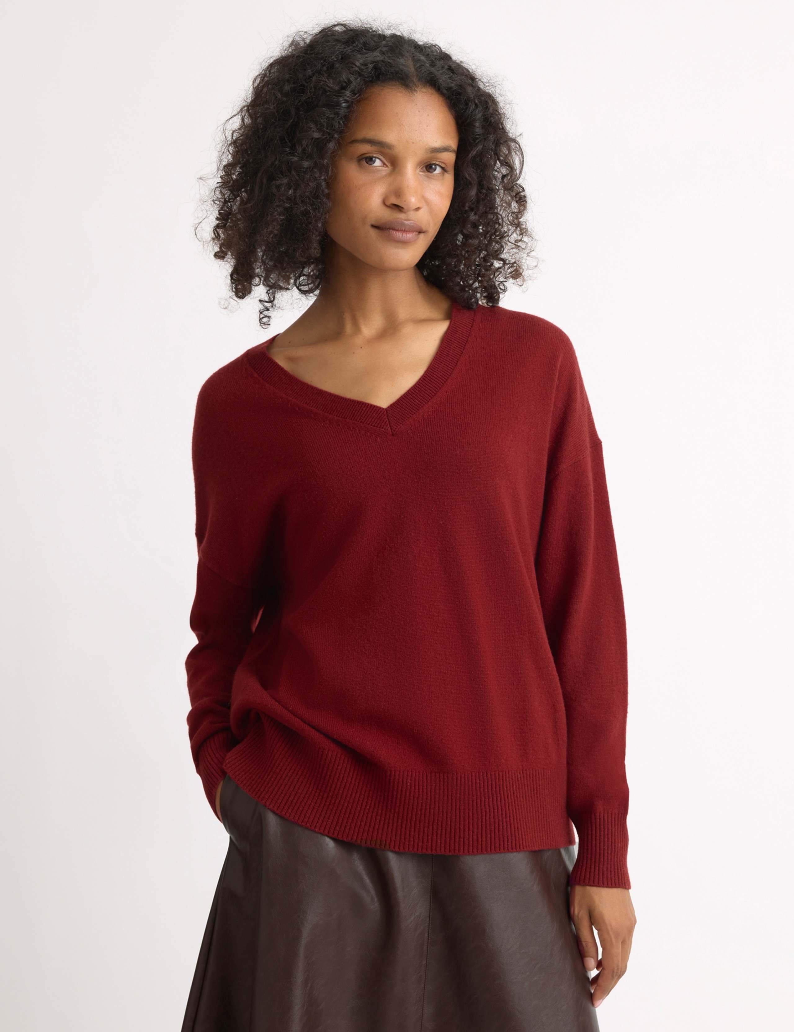Wool Blend V-Neck Relaxed Jumper