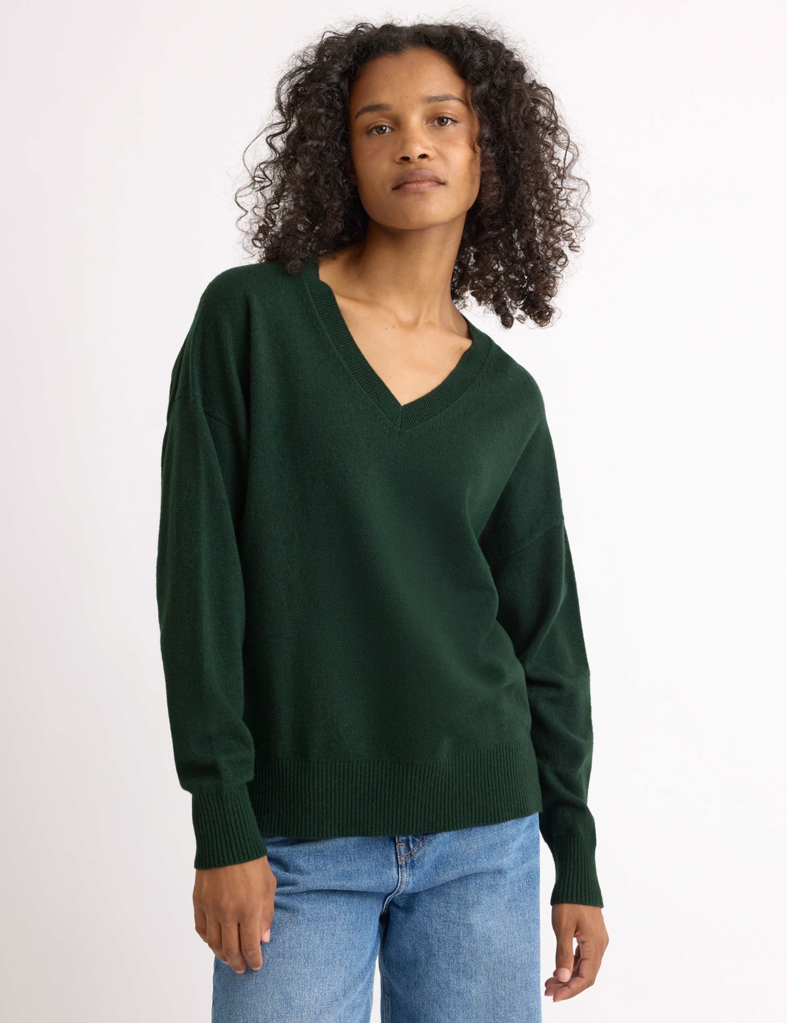 Wool Blend V-Neck Relaxed Jumper