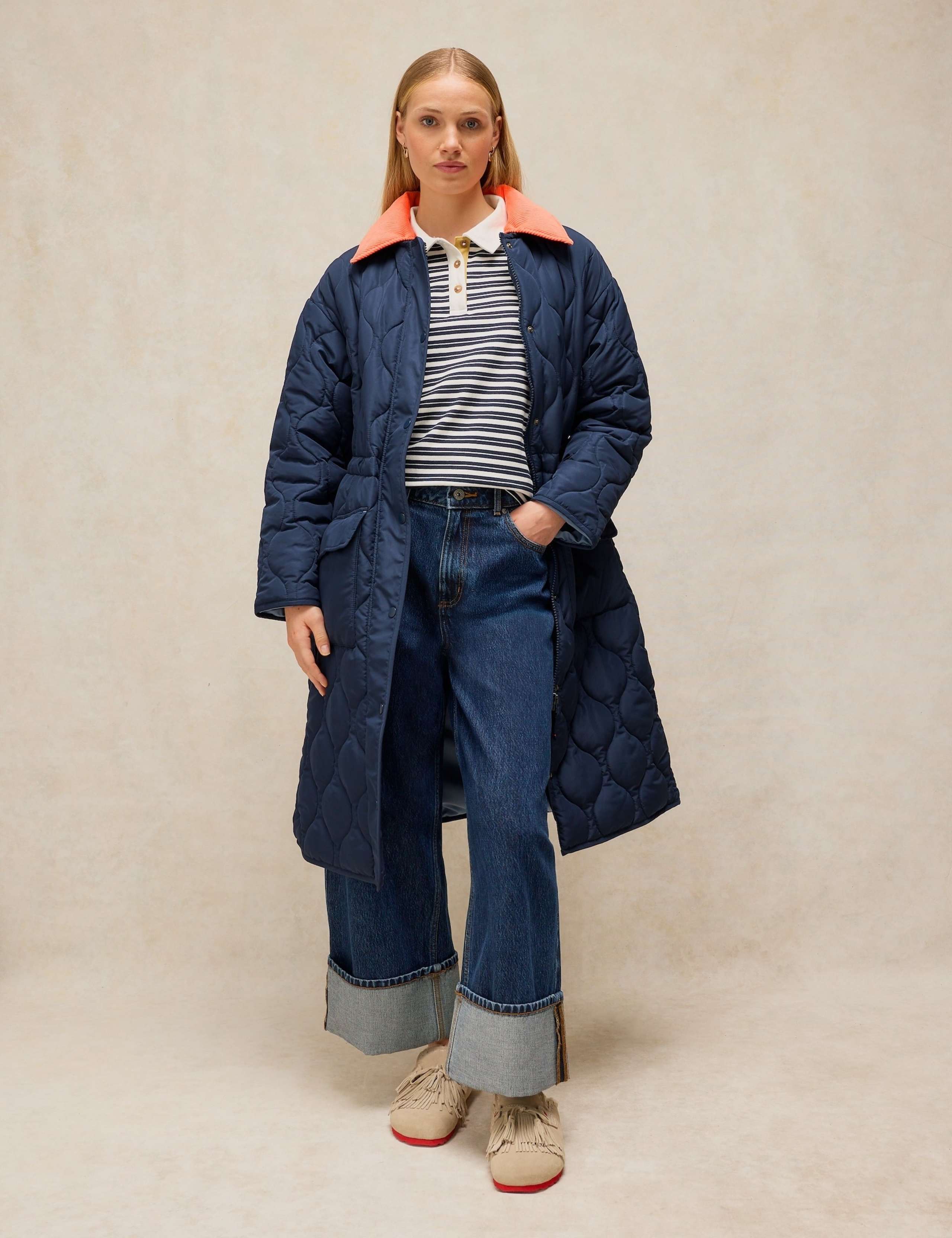 Quilted Collared Longline Puffer Coat