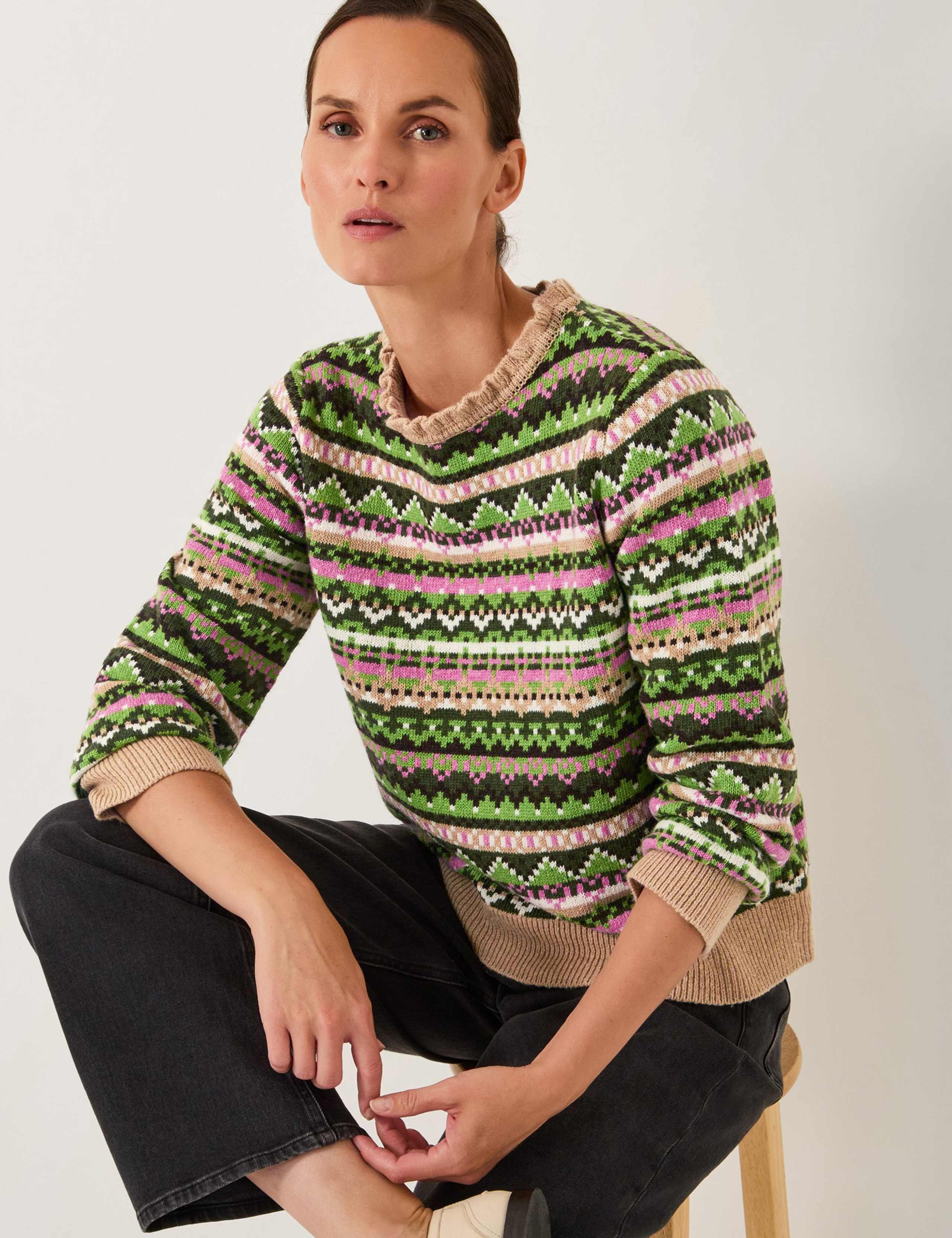 Wool Blend Fair Isle Round Neck Jumper