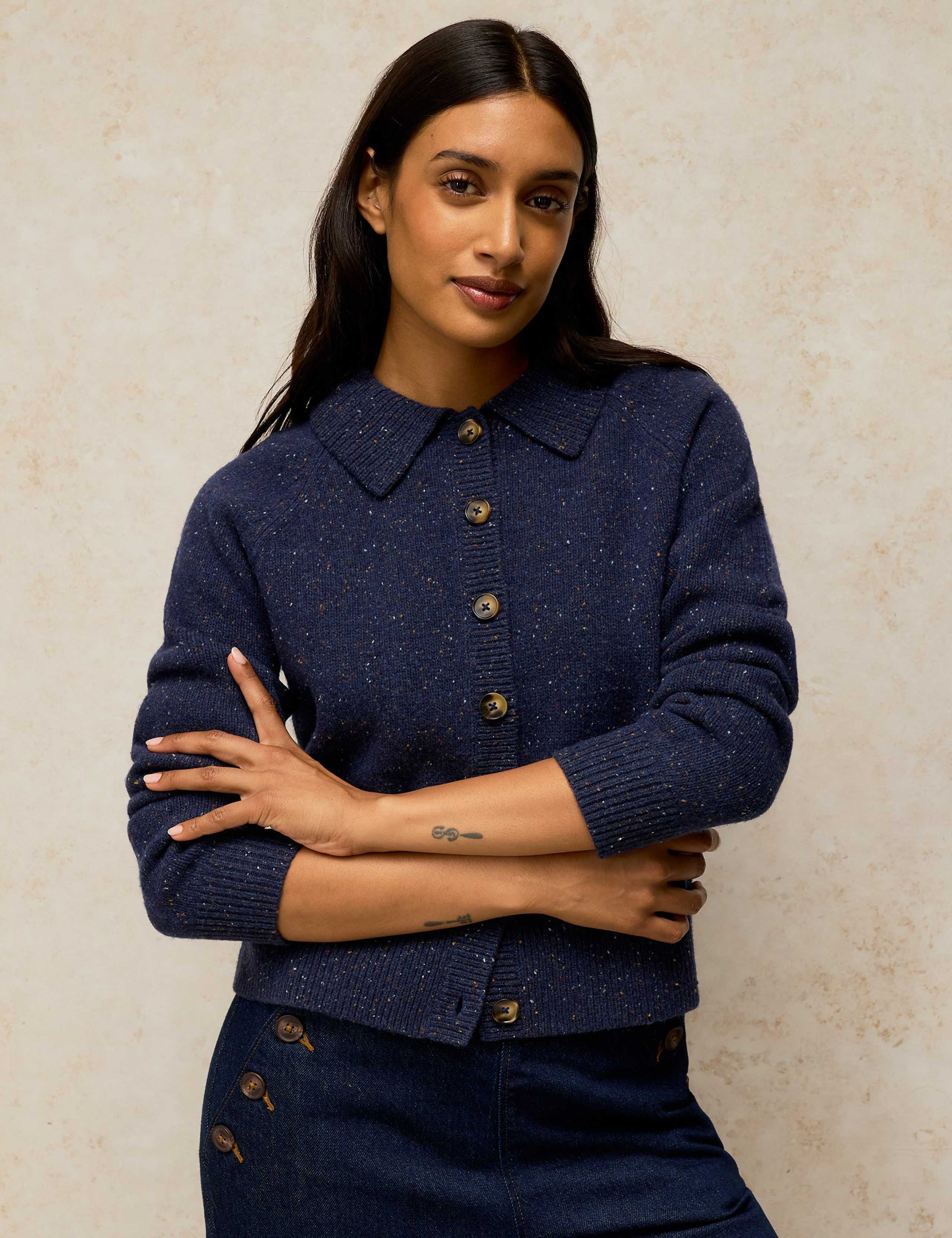 Wool Rich Collared Cardigan