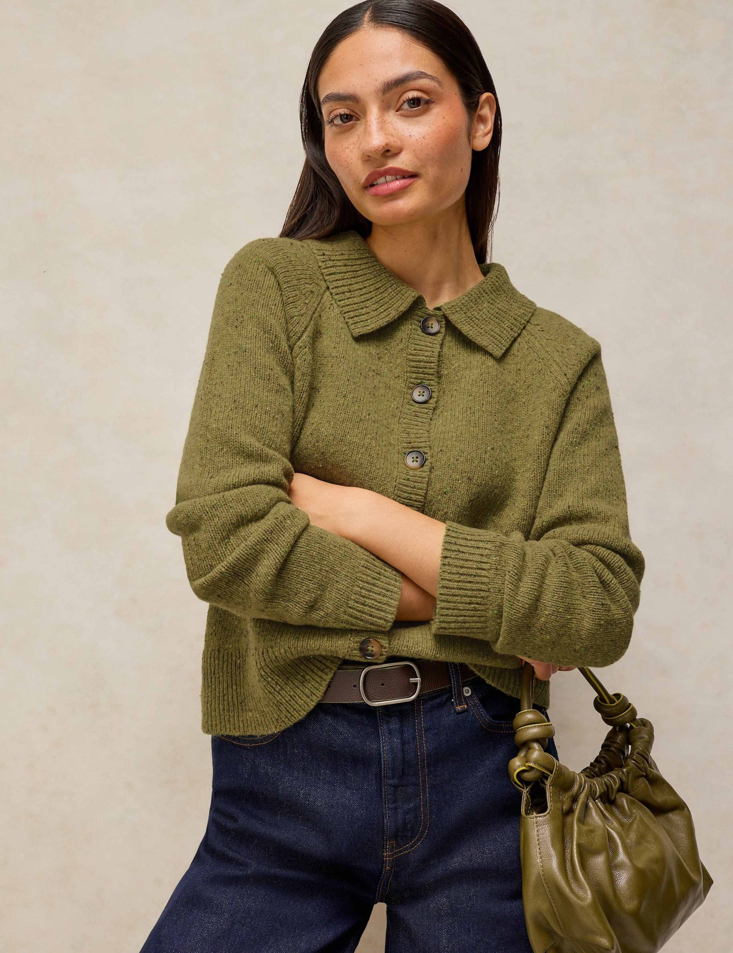 Wool Rich Collared Cardigan