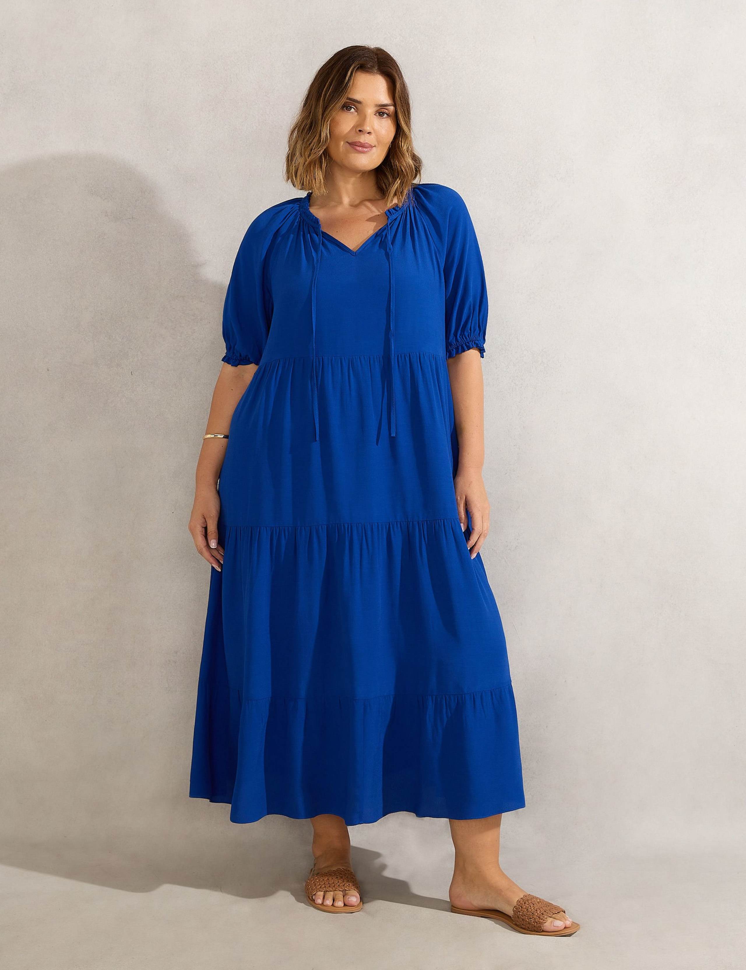 V-Neck Midaxi Tiered Dress