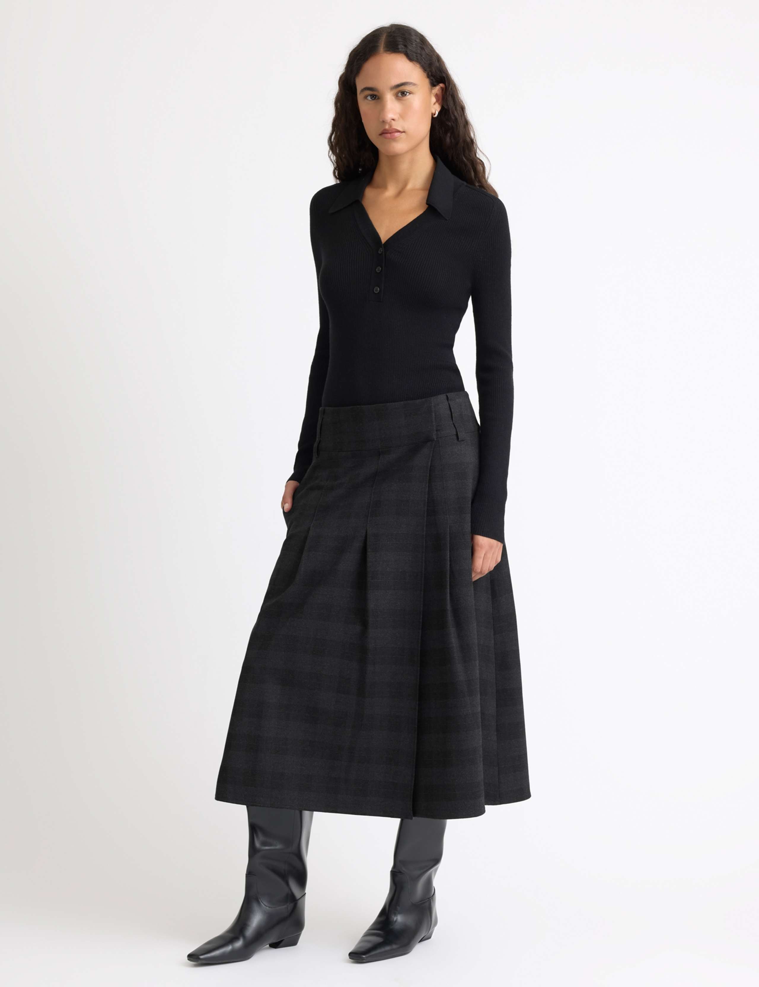 Checked Wrap Skirt