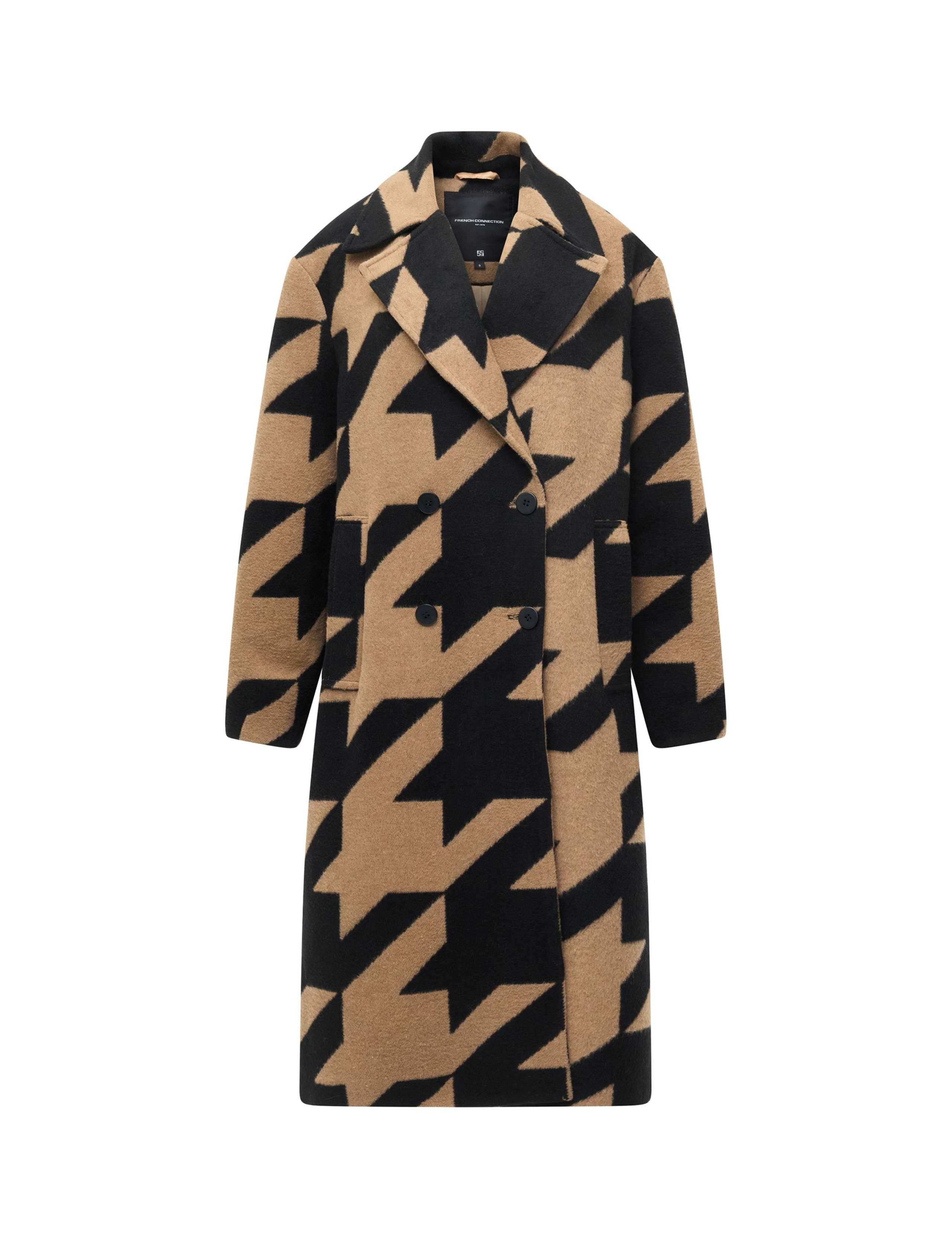 Houndstooth Double Breasted Longline Coat