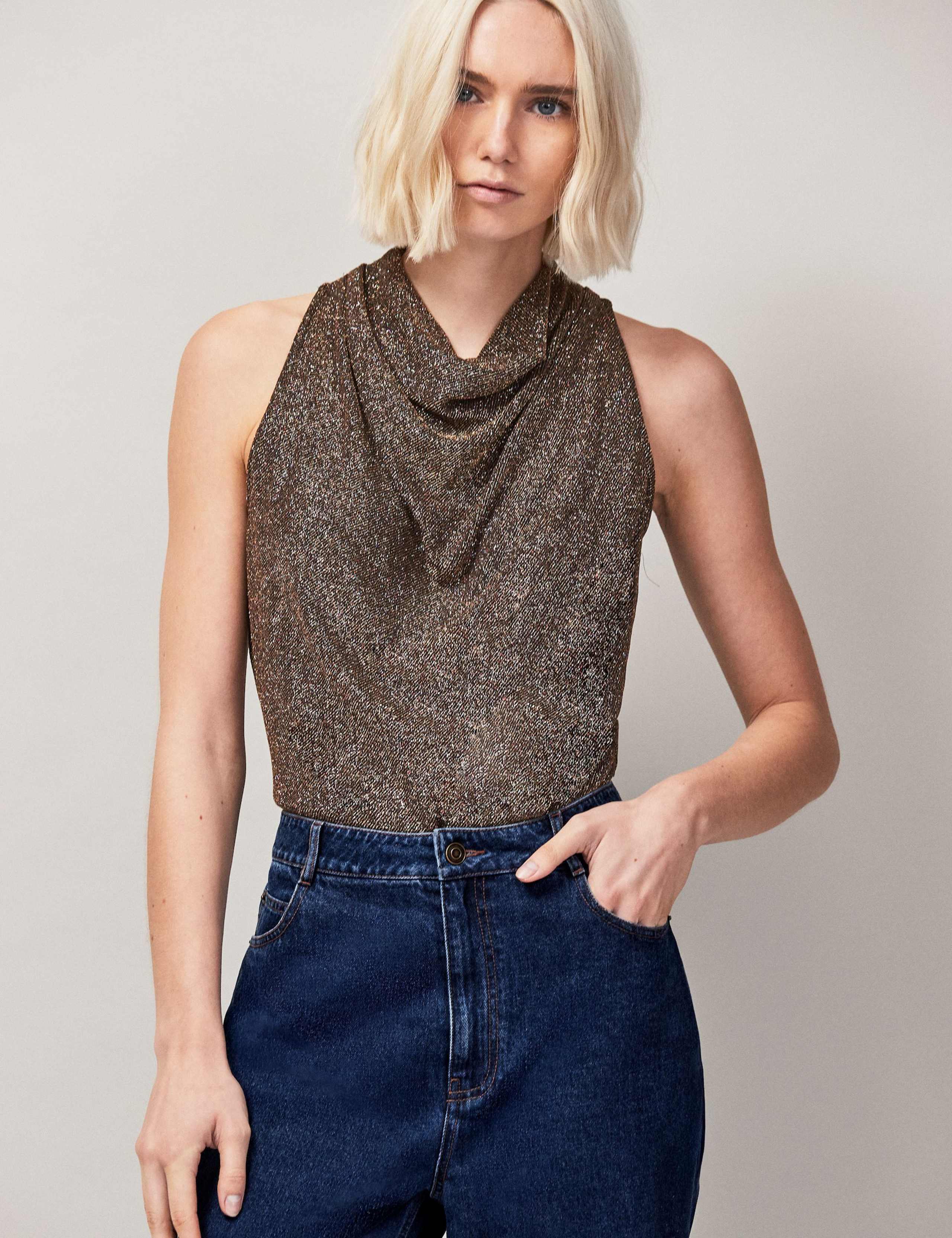 Sparkly Cowl Neck Top