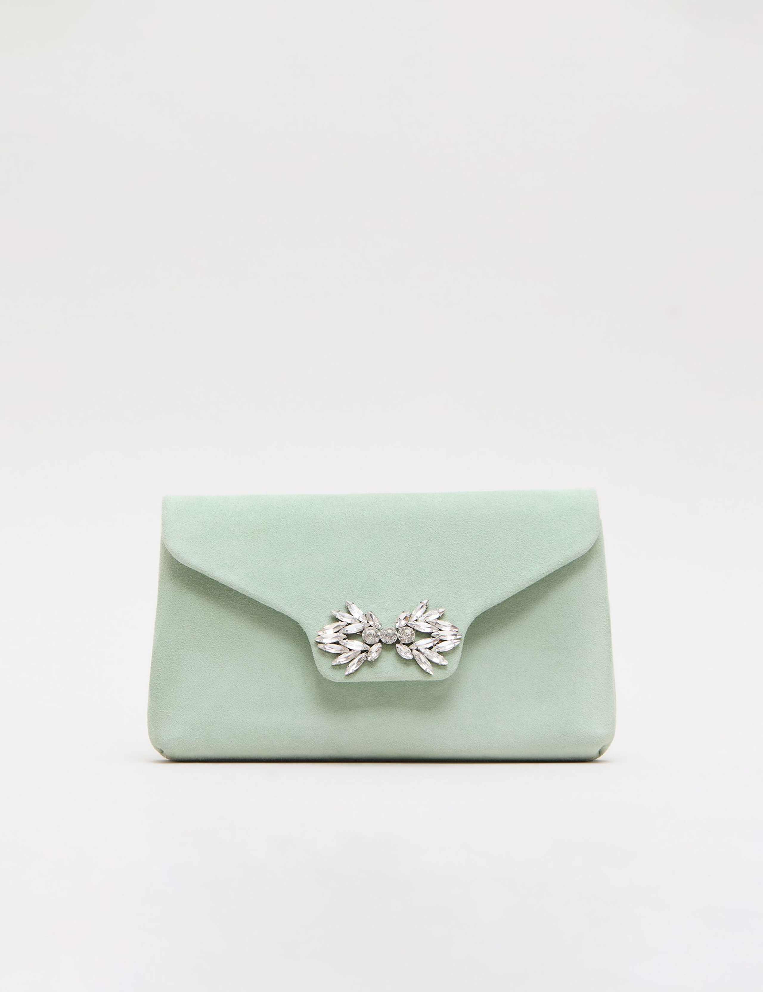 Suede Sparkle Clutch Bag