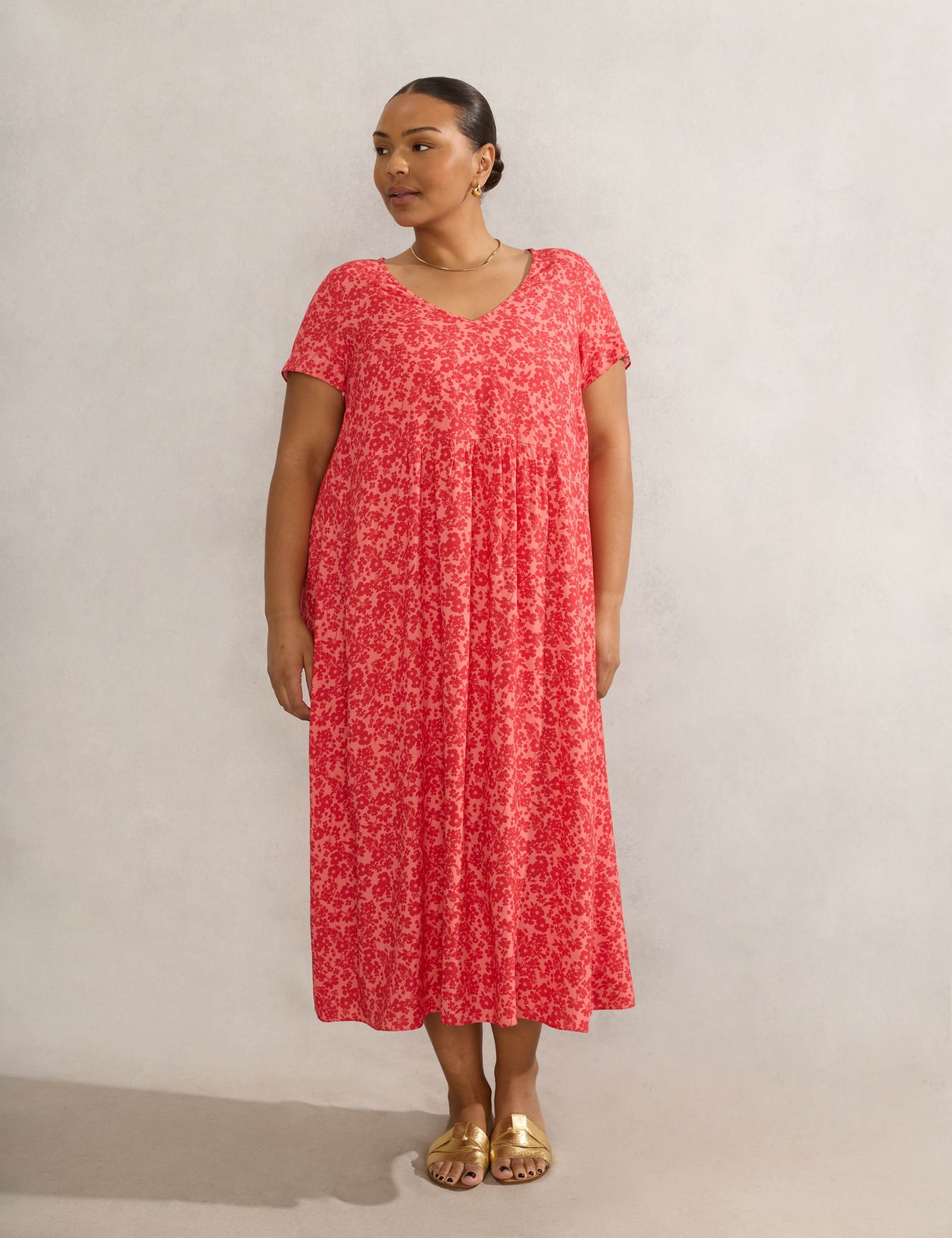 Pure Cotton Floral Midi Tea Dress