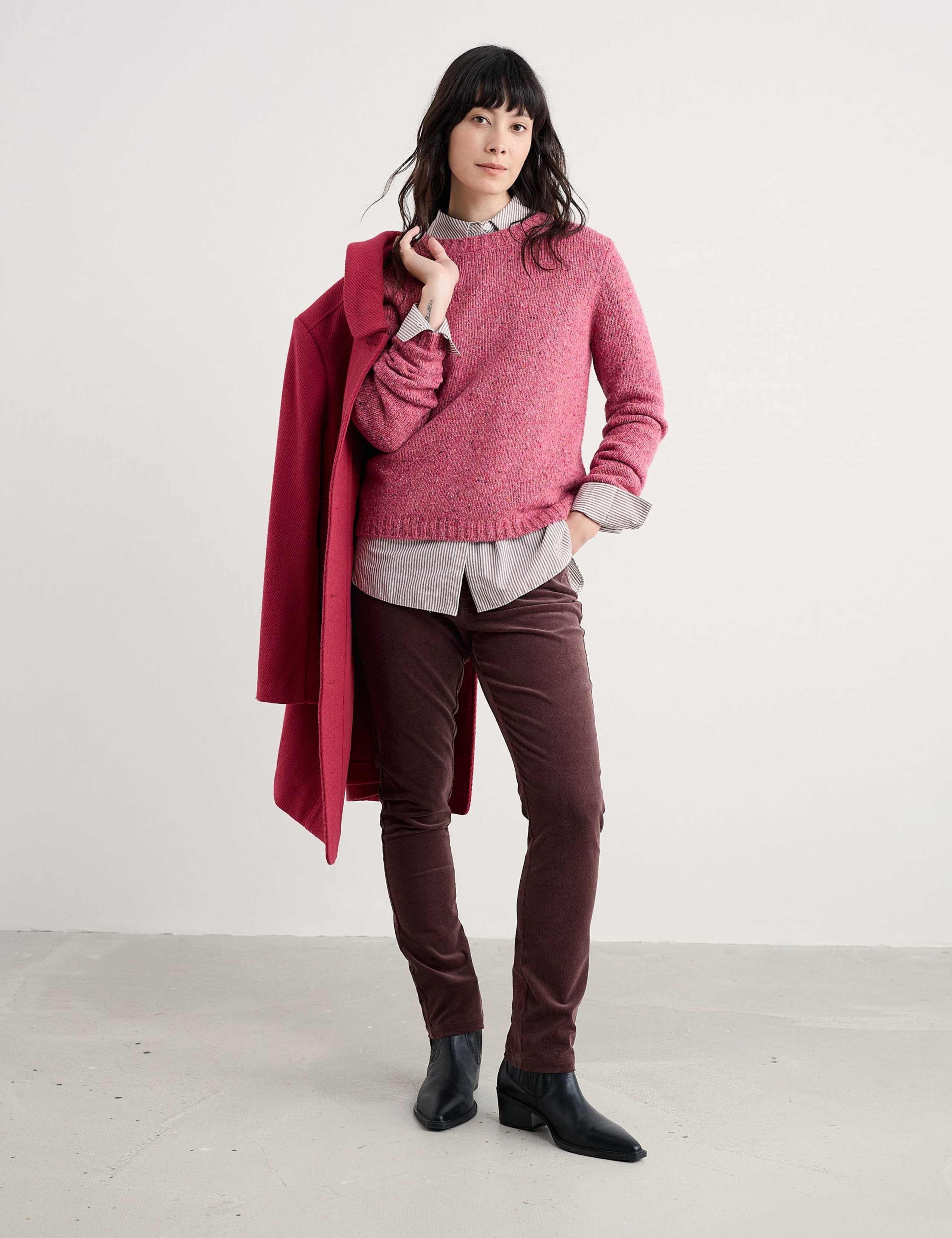 Merino Wool Rich Textured Crew Neck Jumper