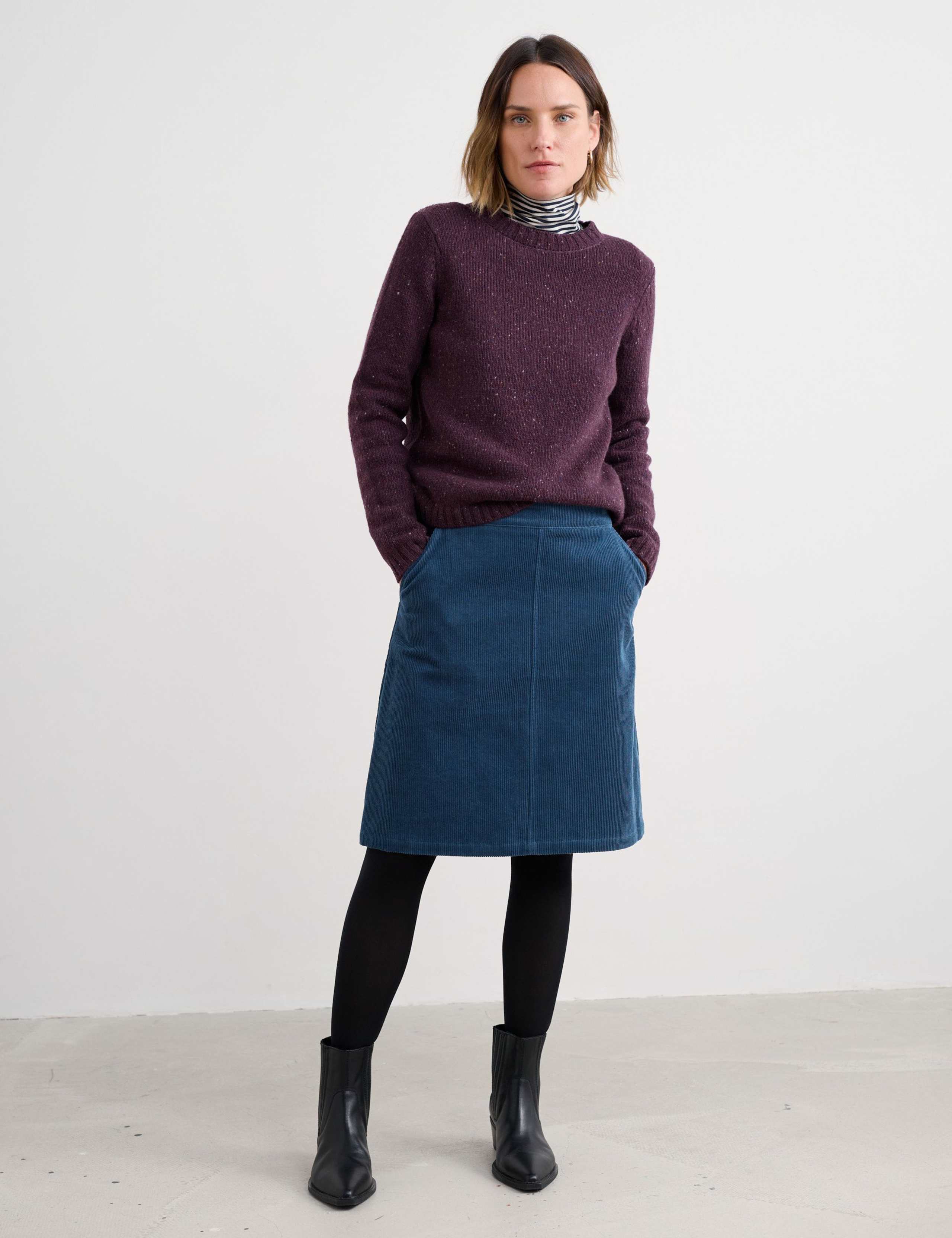 Merino Wool Rich Textured Crew Neck Jumper