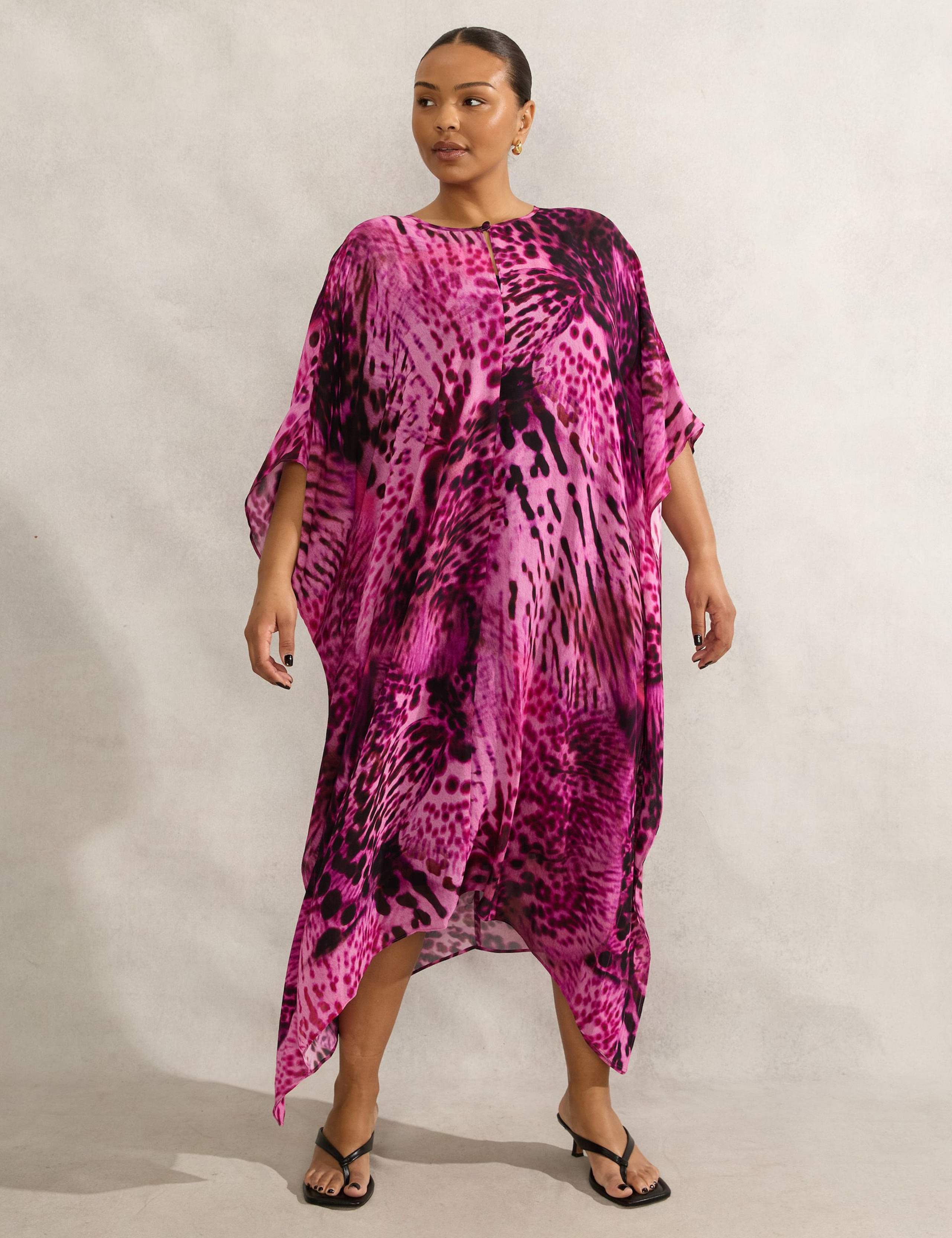 Animal Print Midi Kaftan Dress