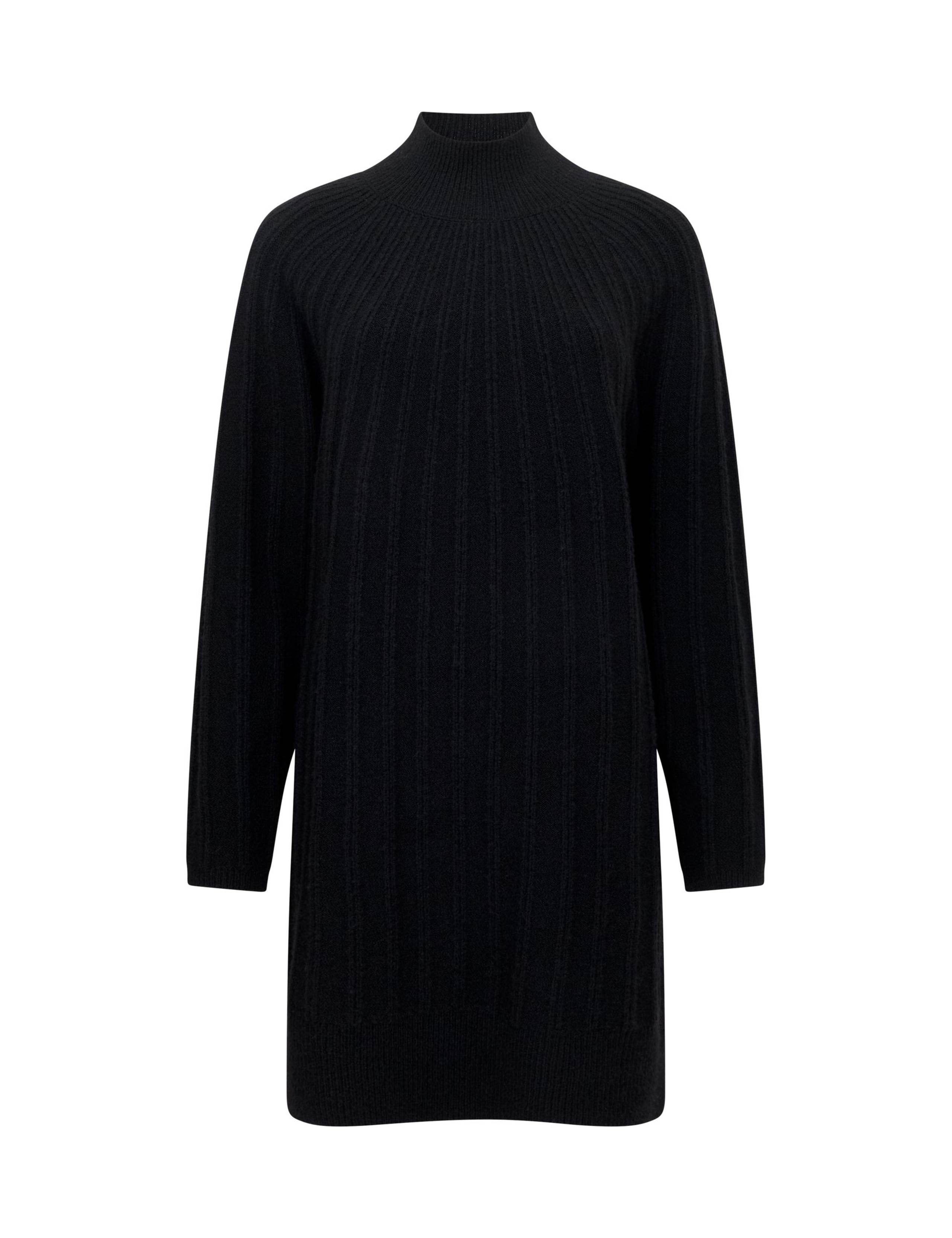 Textured High Neck Knee Length Jumper Dress
