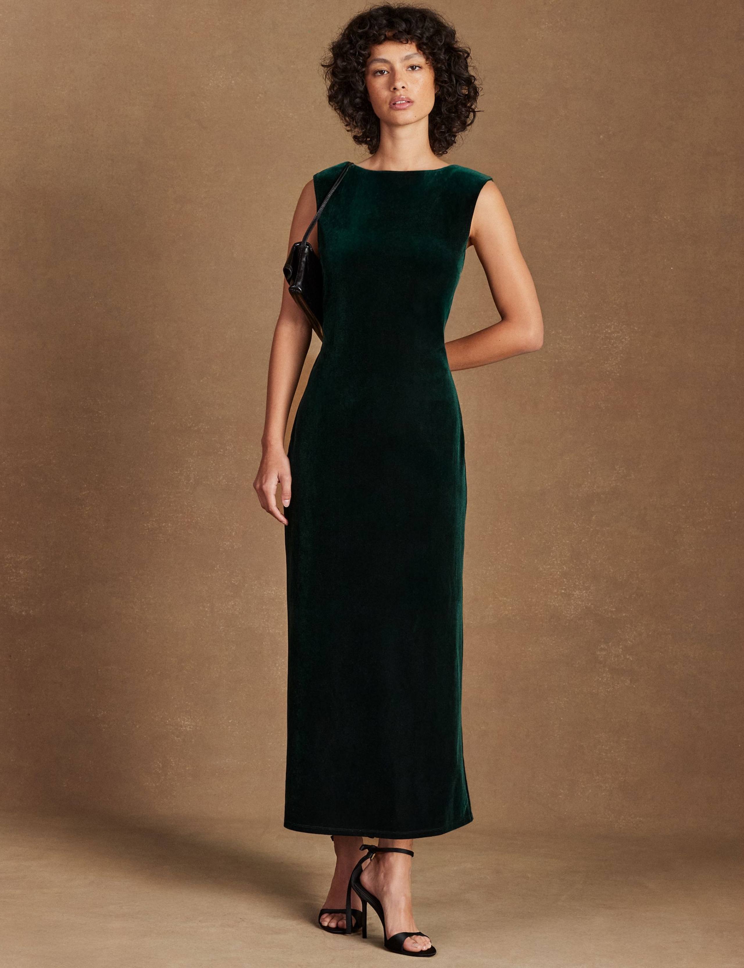 Sparkly Slash Neck Midaxi Column Dress