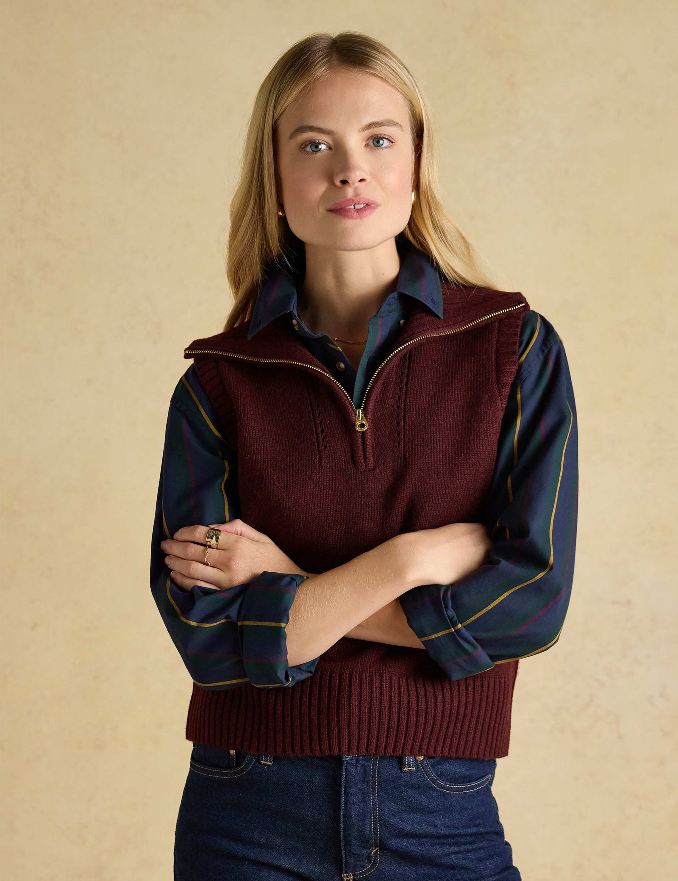 Half Zip Knitted Vest with Wool