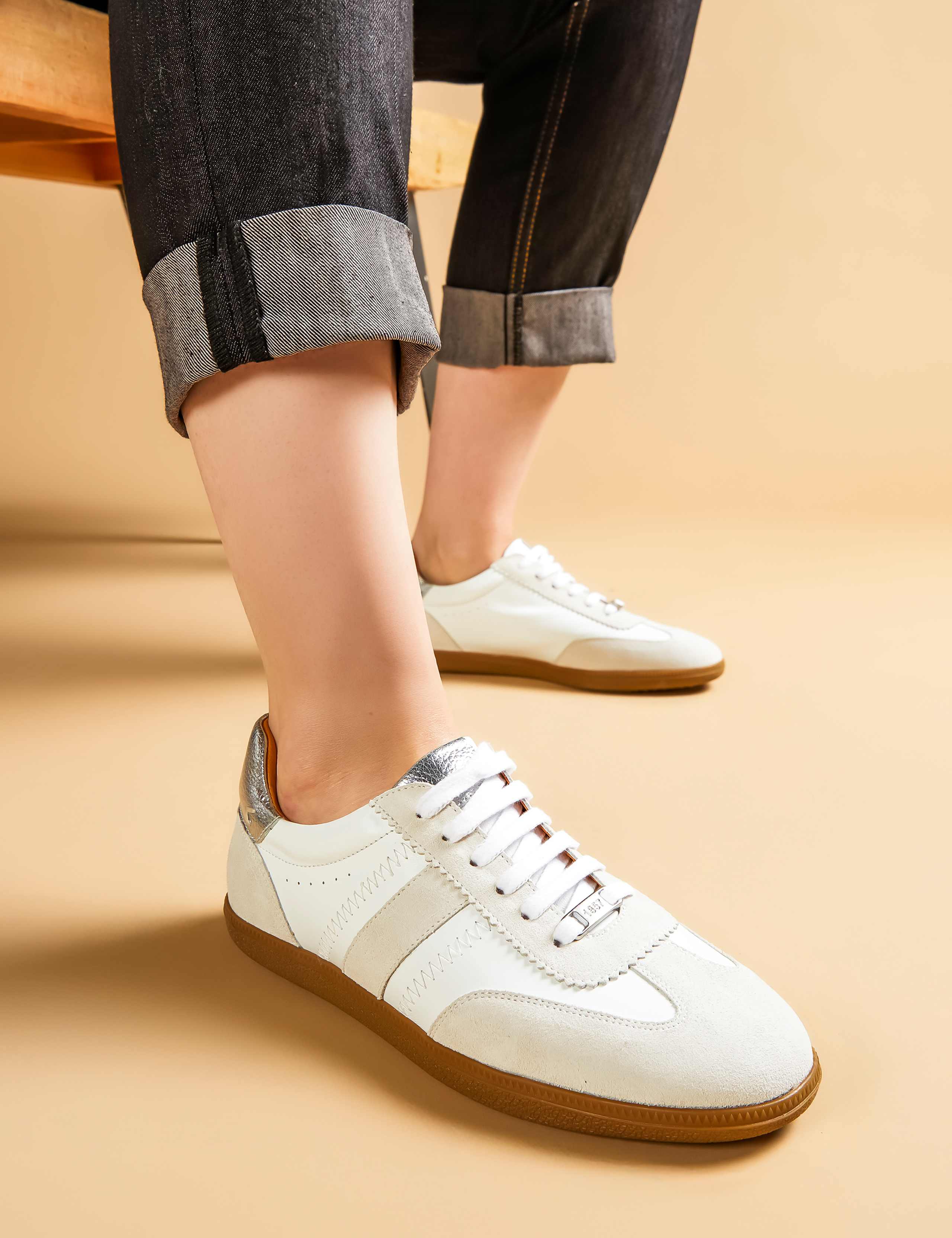Leather Lace Up Trainers