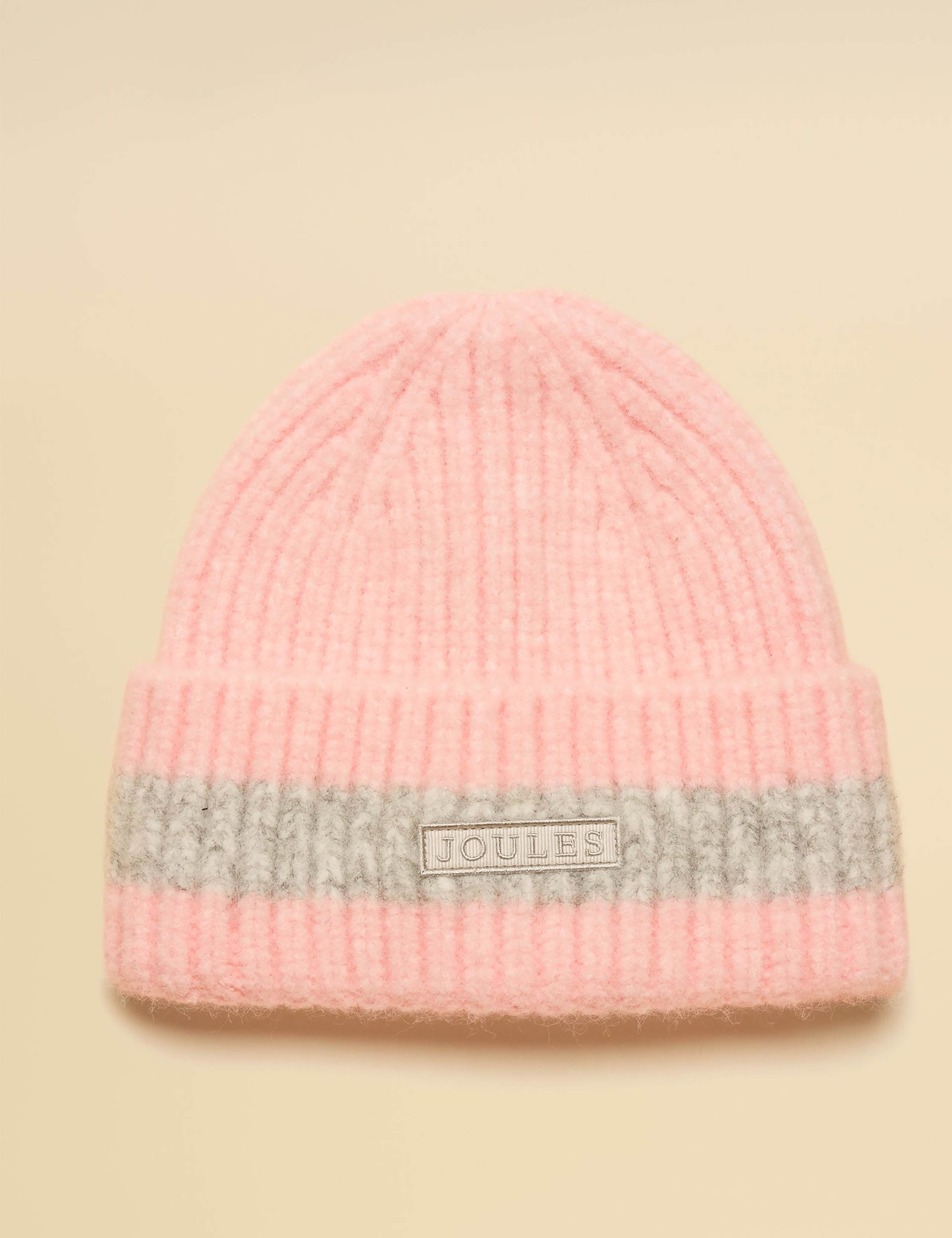 Knitted Stripe Turn Up Beanie Hat
