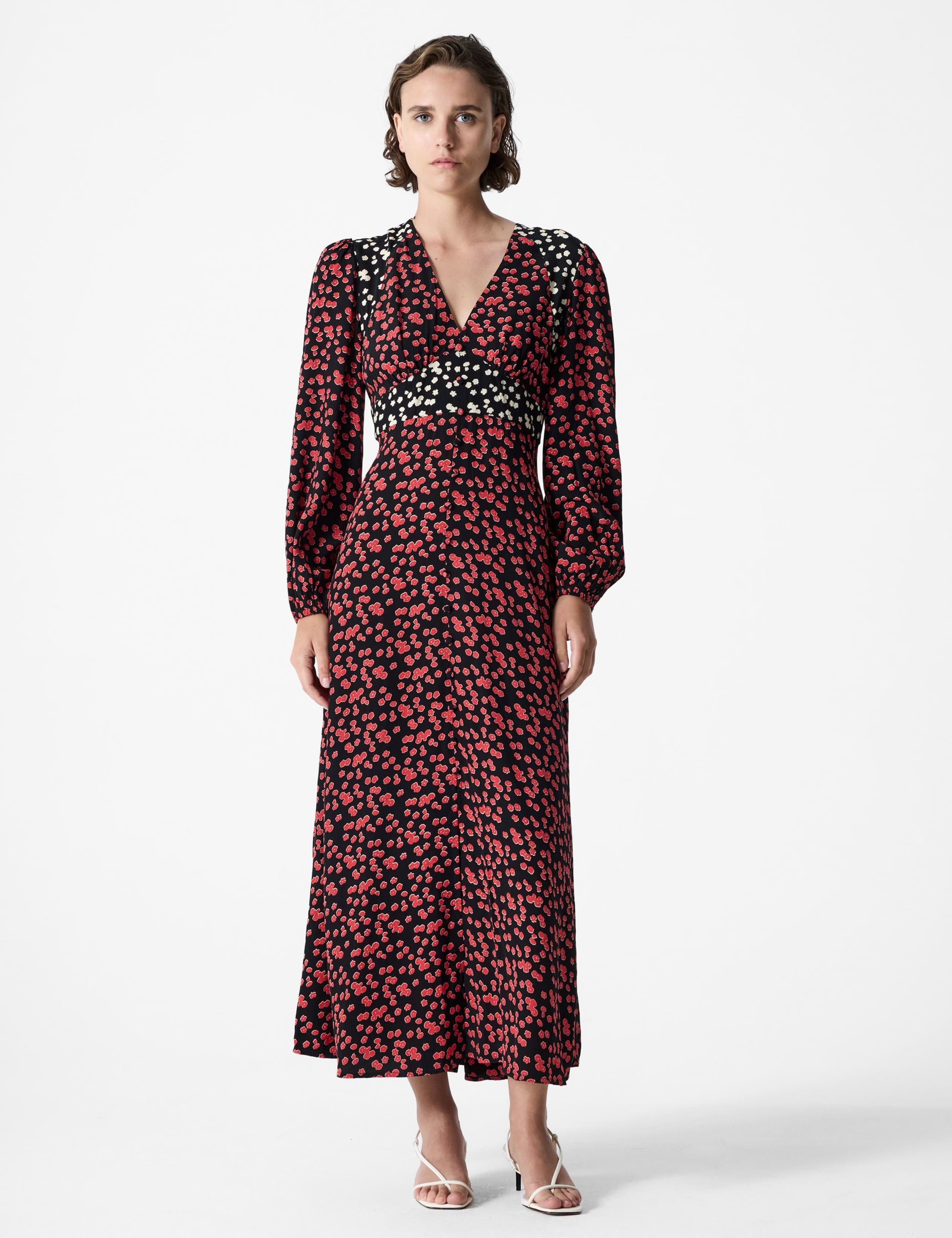 Floral V-Neck Maxi Skater Dress