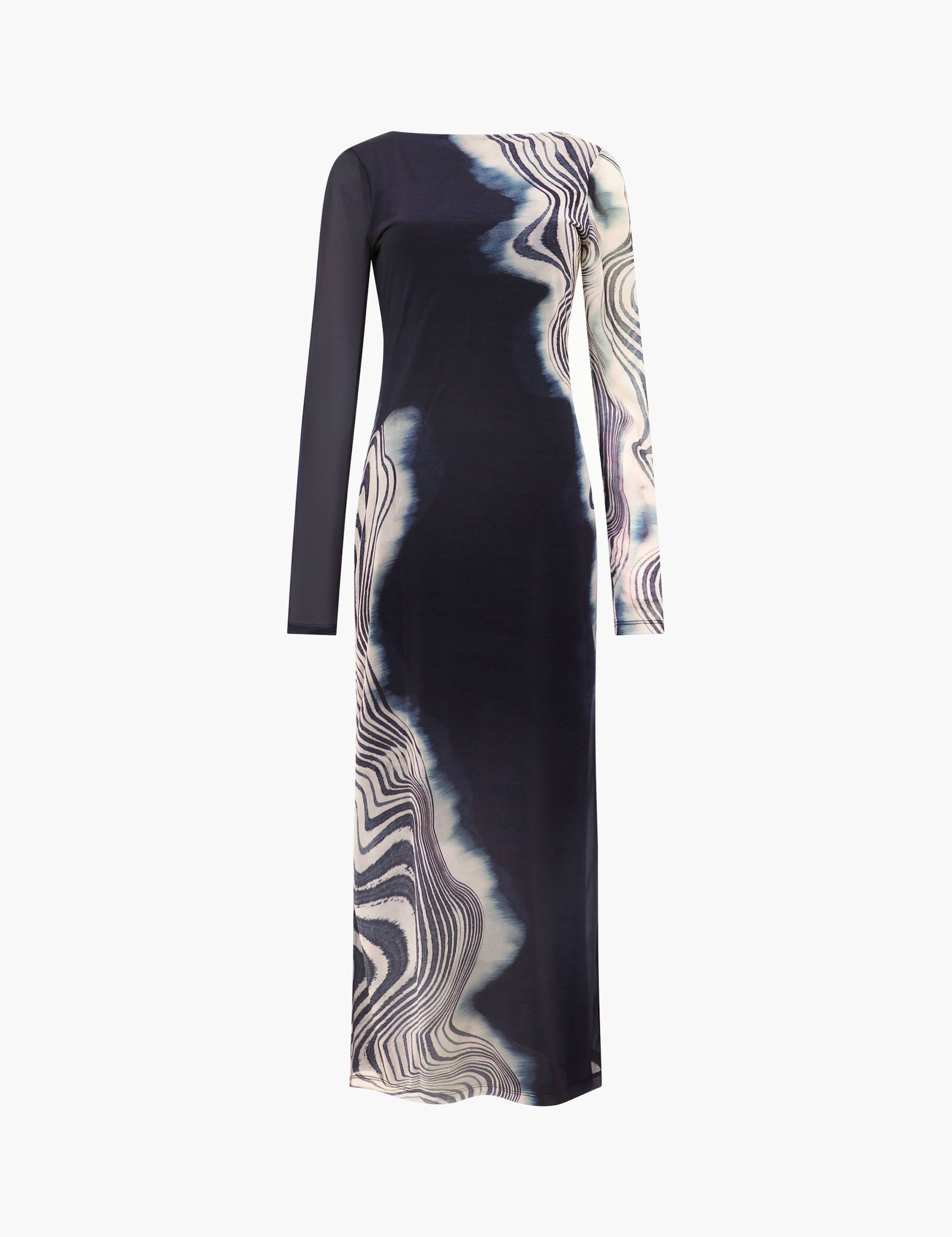 Mesh Printed Midi Column Dress