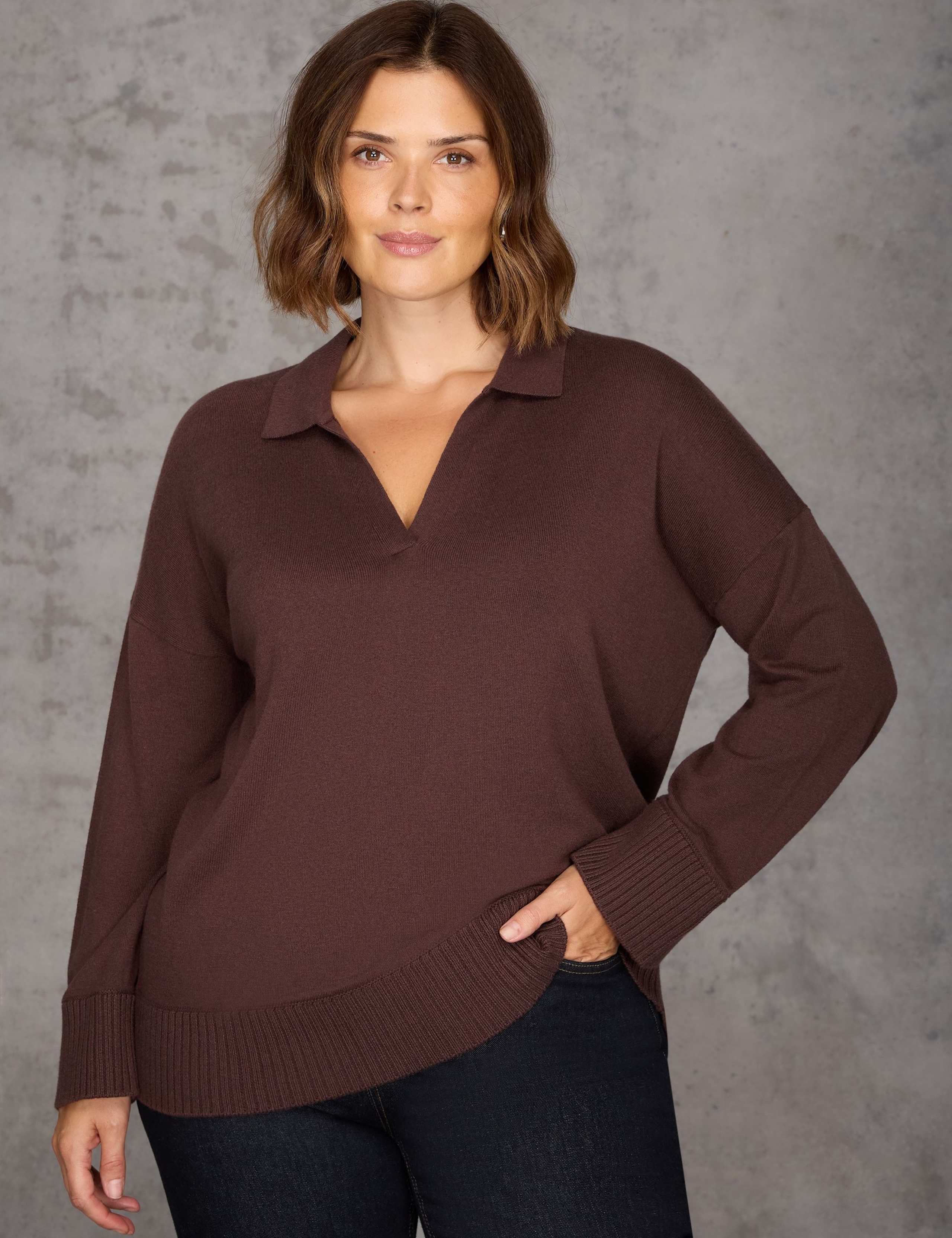 Polo Neck Longline Jumper with Cashmere