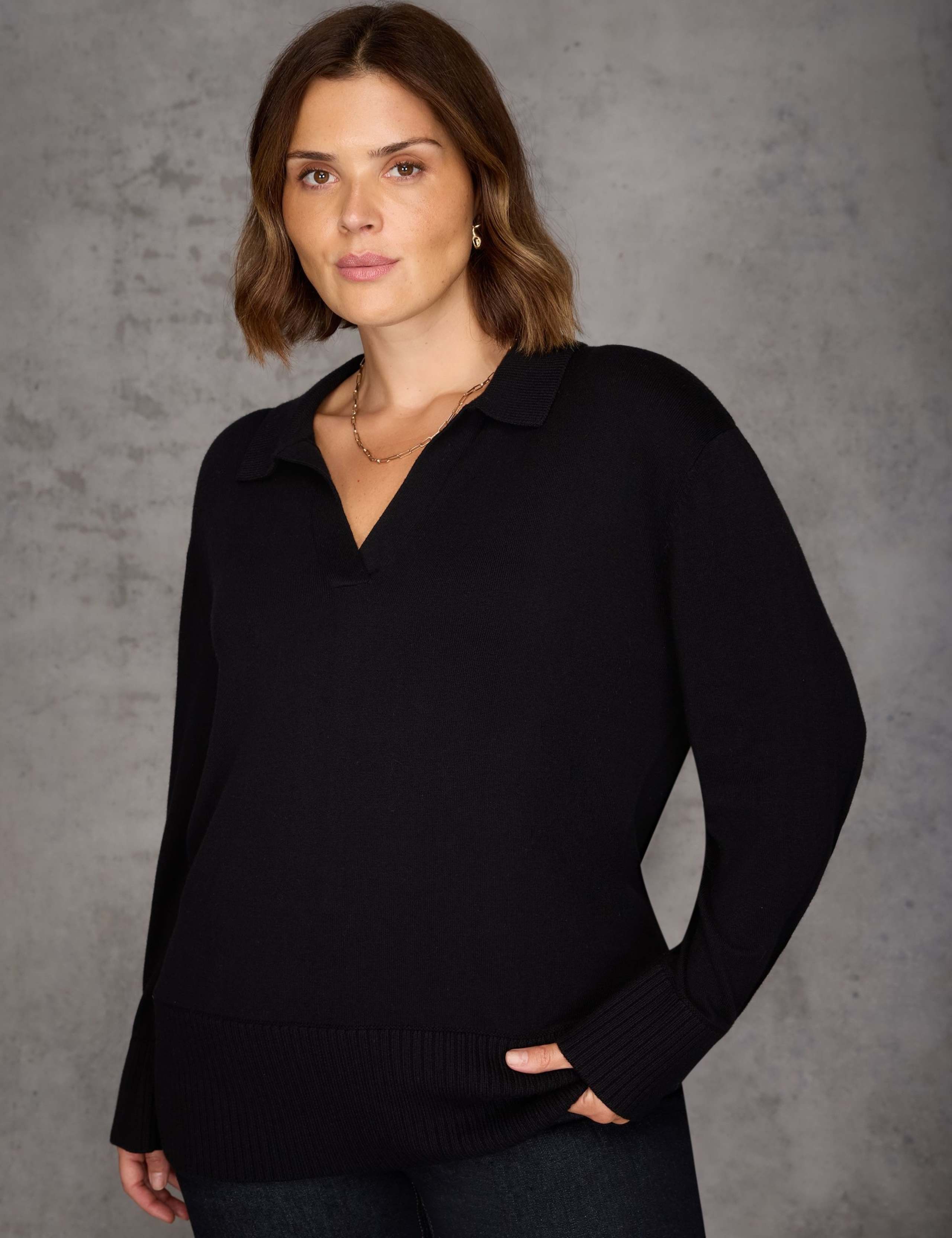 Polo Neck Longline Jumper with Cashmere