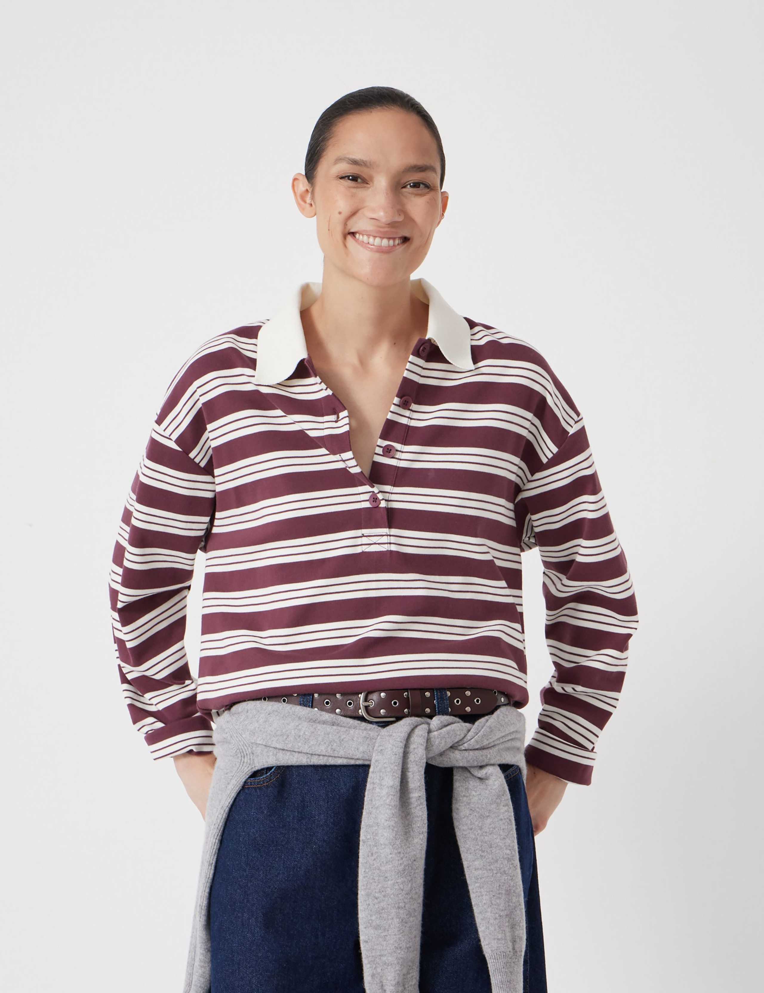 Pure Cotton Striped Polo Top