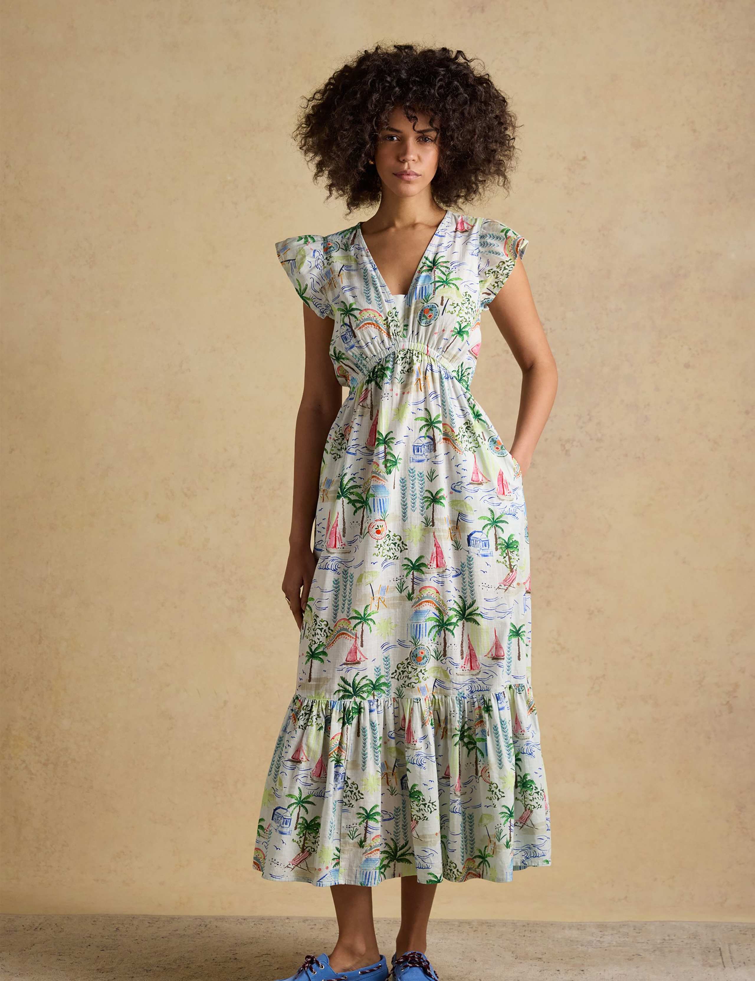 Pure Cotton Printed Maxi Tiered Dress