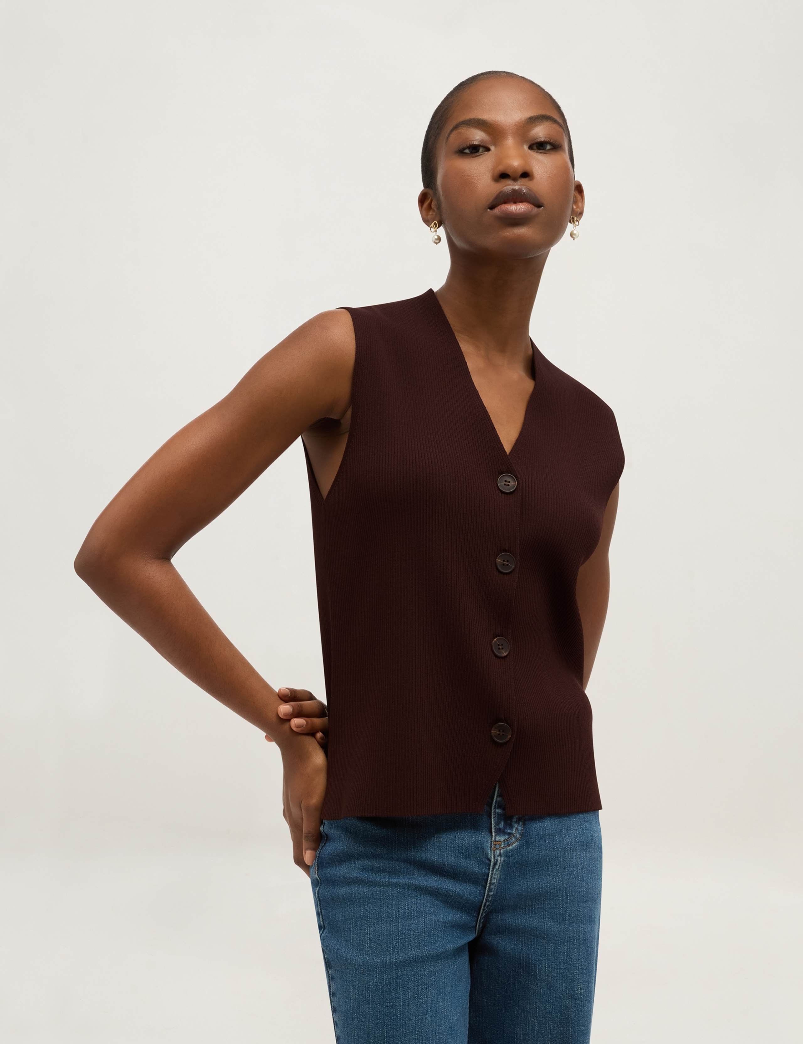 V-Neck Knitted Vest
