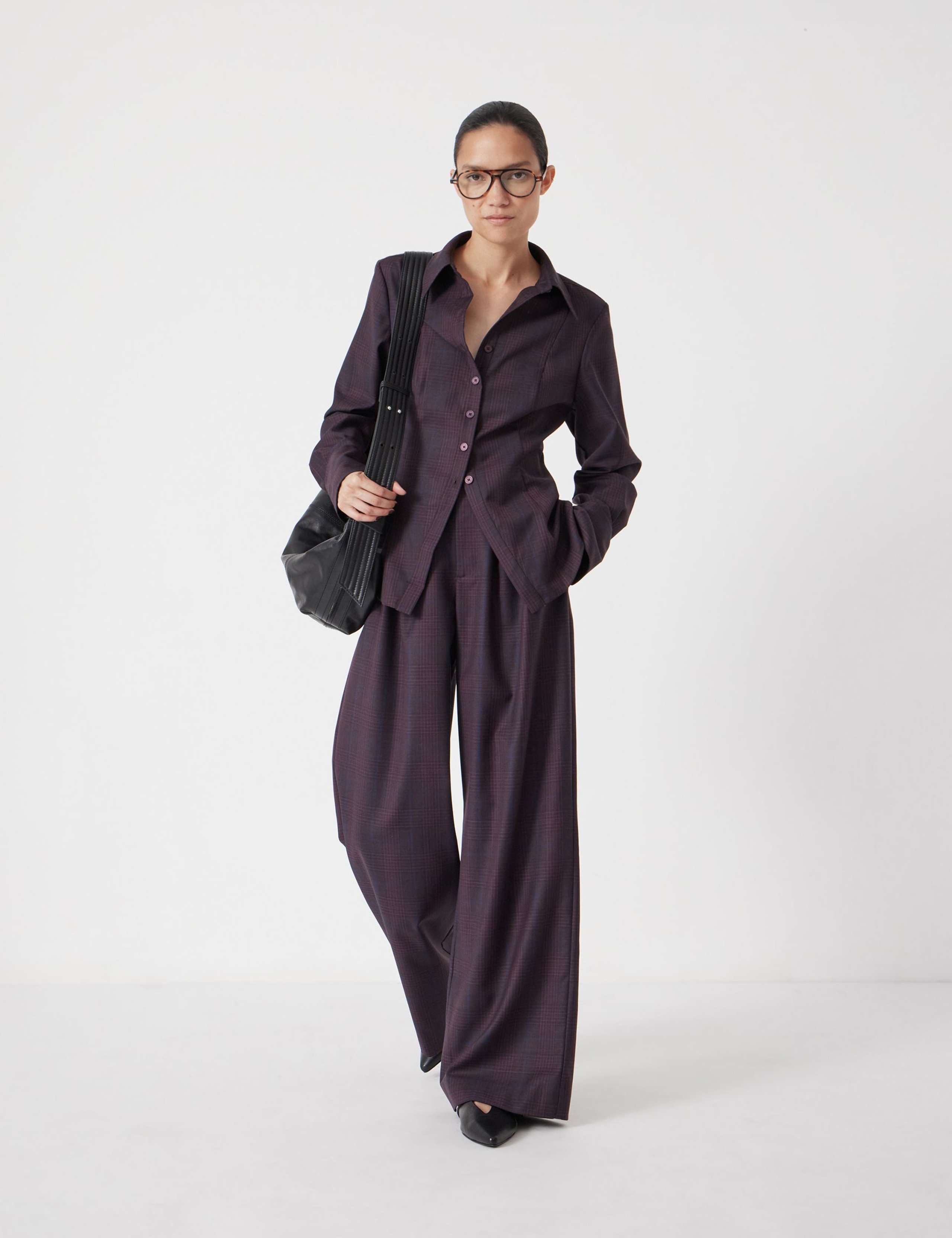 Wool Blend Wide Leg Trousers
