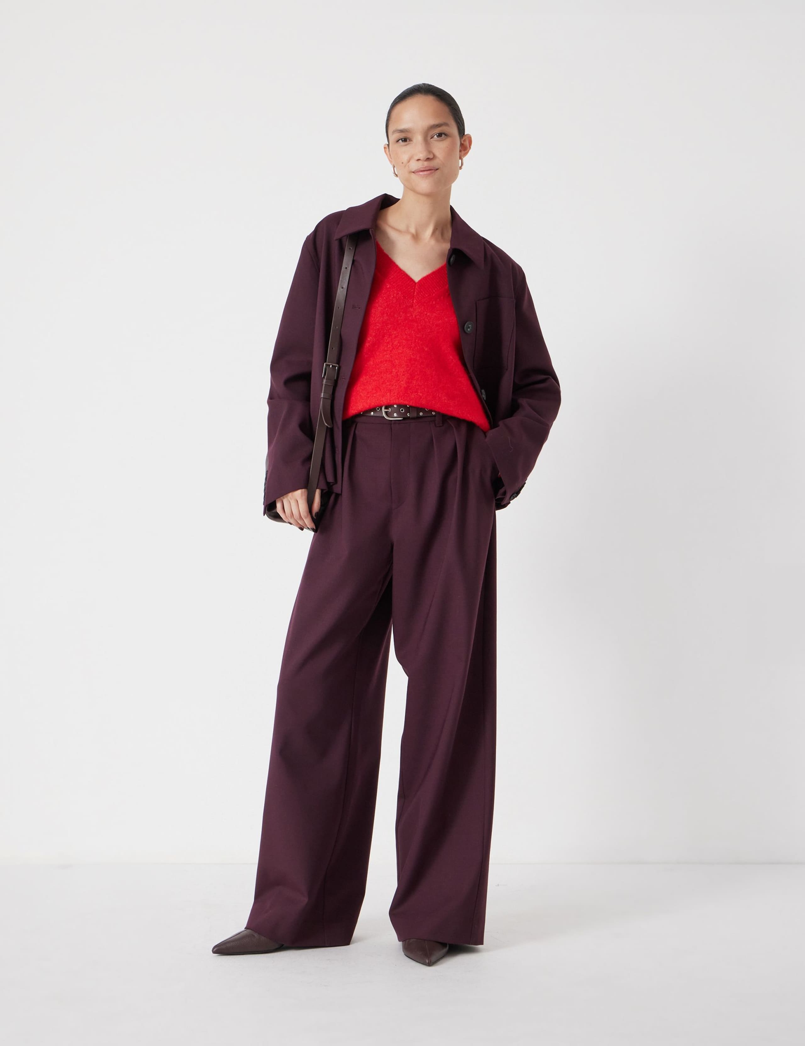 Wool Blend Wide Leg Trousers
