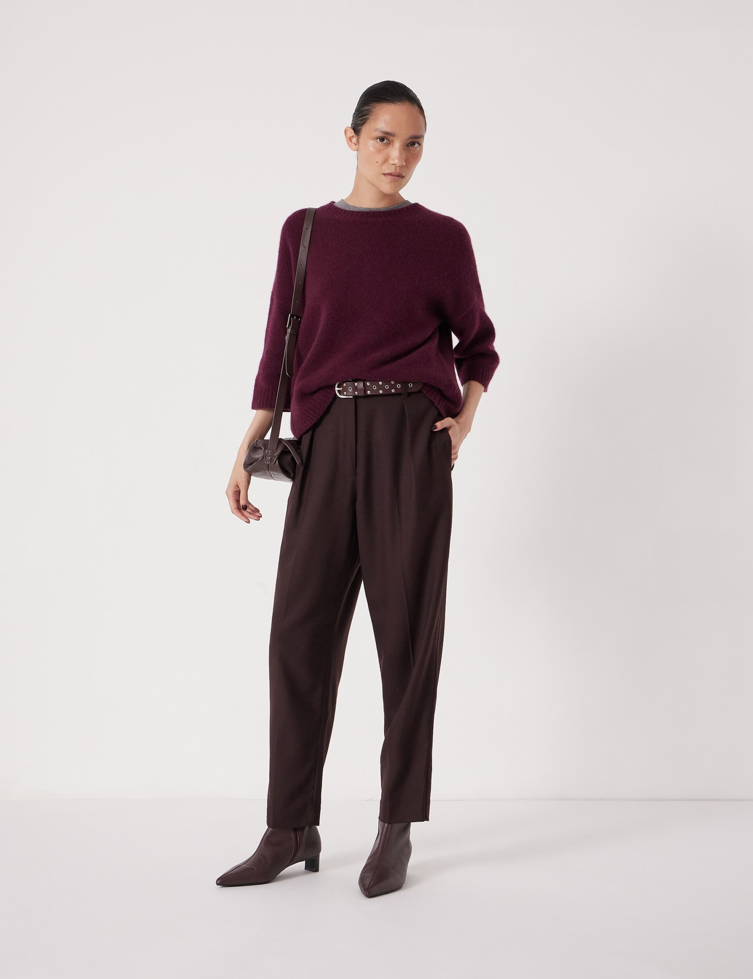 Wool Blend Tapered Trousers