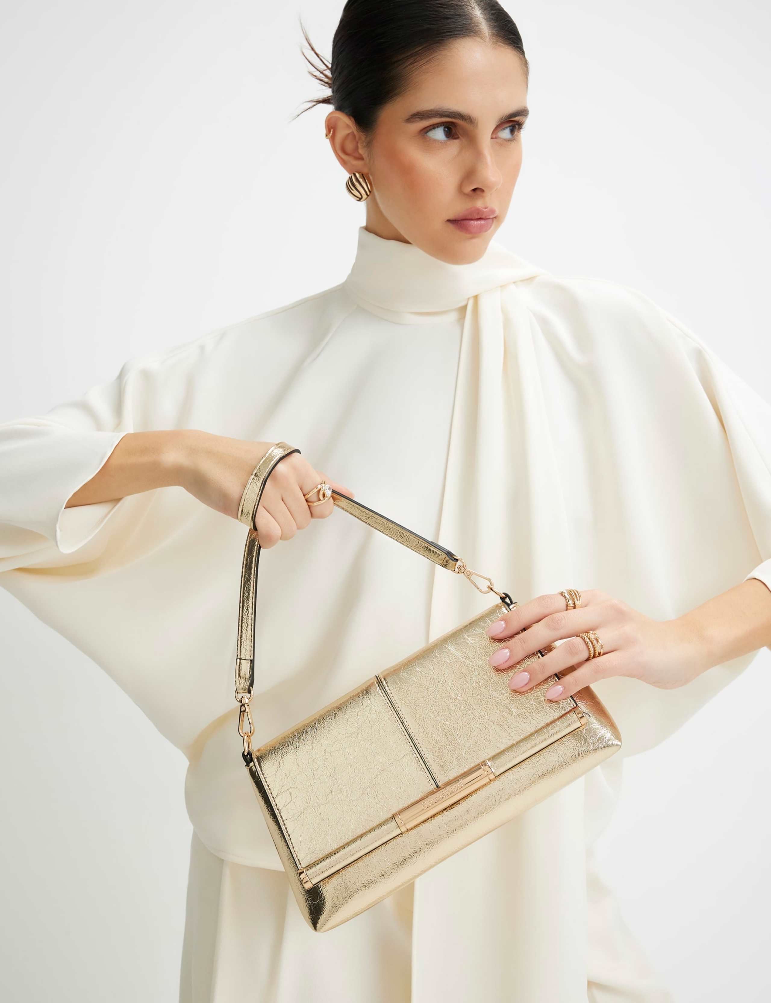 Faux Leather Patent Finish Clutch Bag