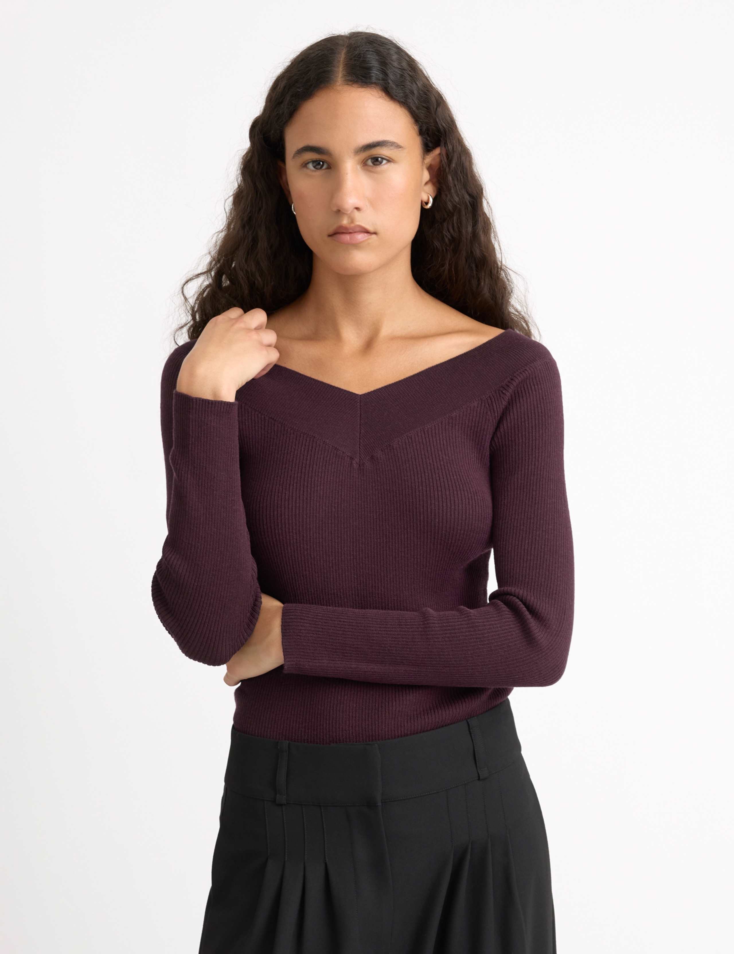 Ribbed Bardot Top