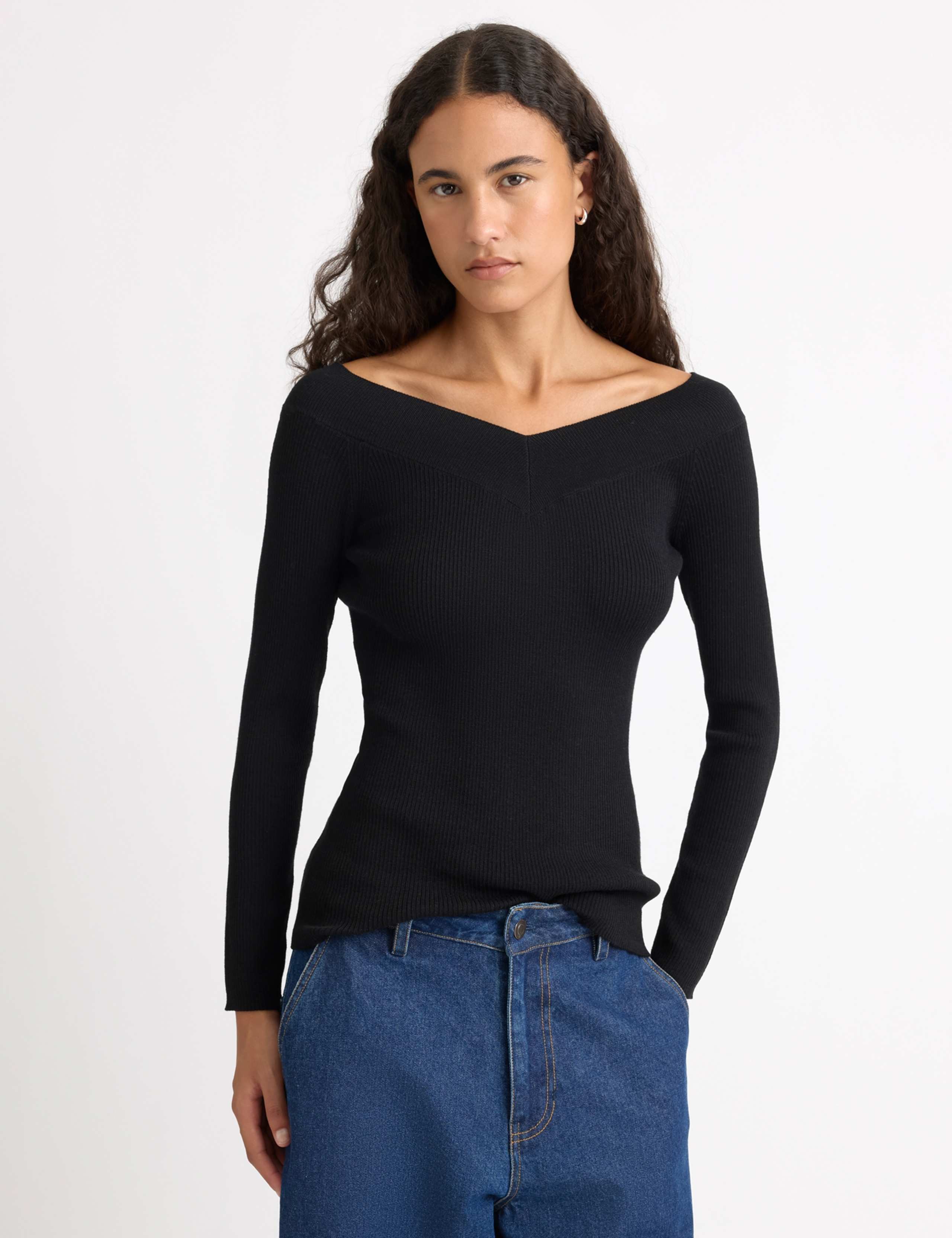 Ribbed Bardot Top