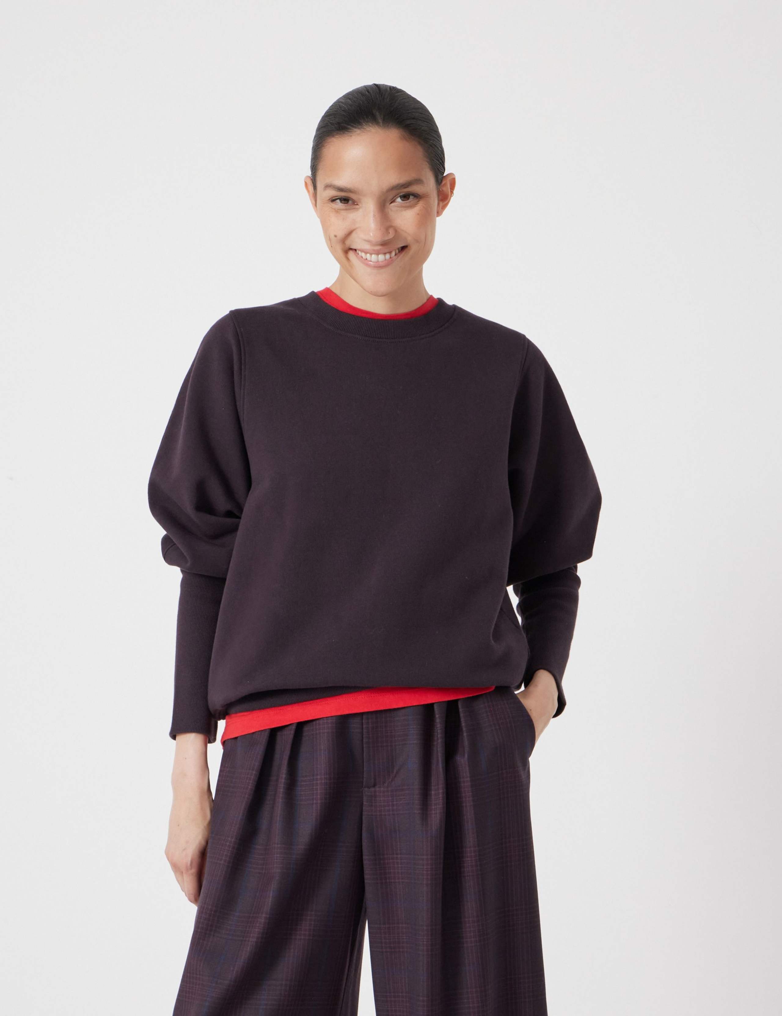 Pure Cotton Relaxed Puff Sleeve Sweatshirt
