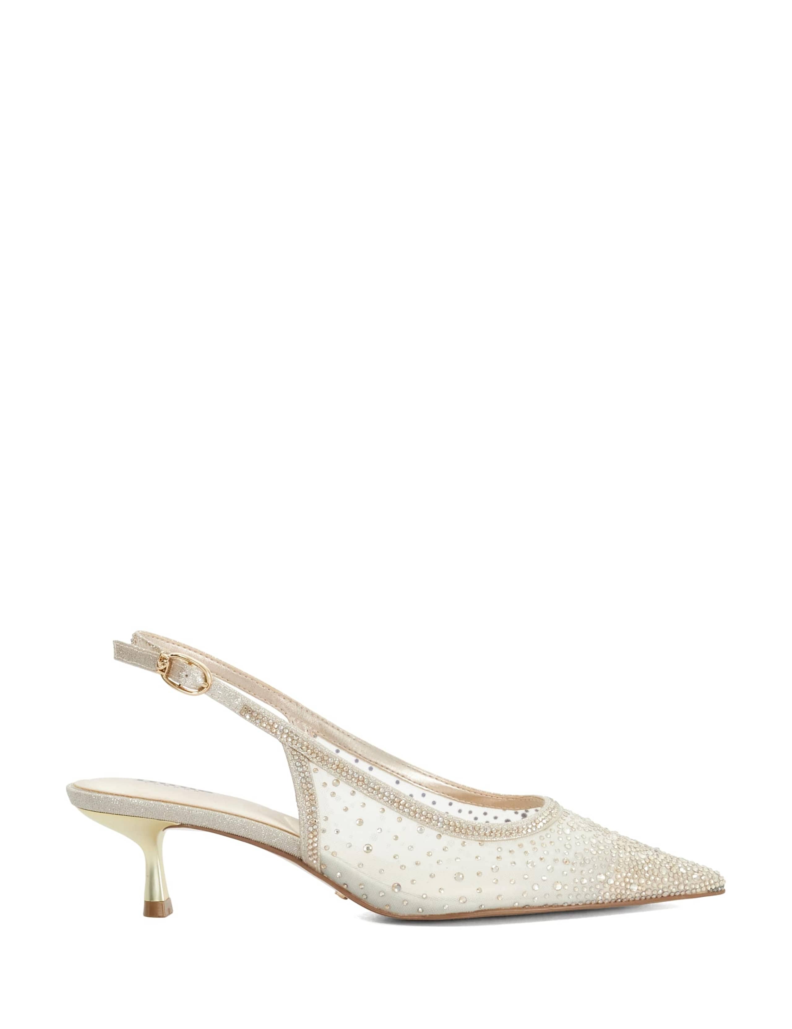 Sparkle Kitten Heel Slingback Shoes