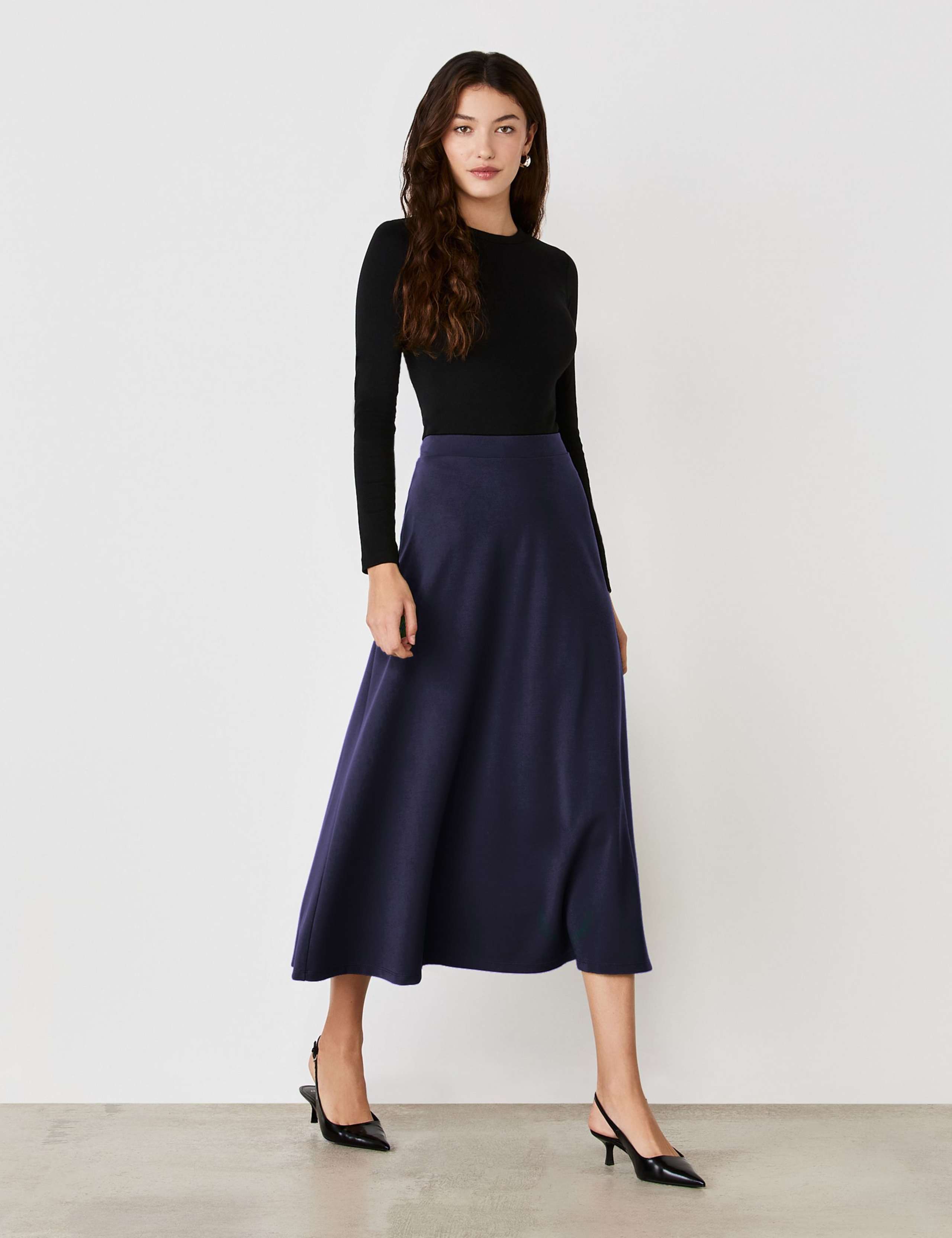 Jersey Midi A-Line Skirt