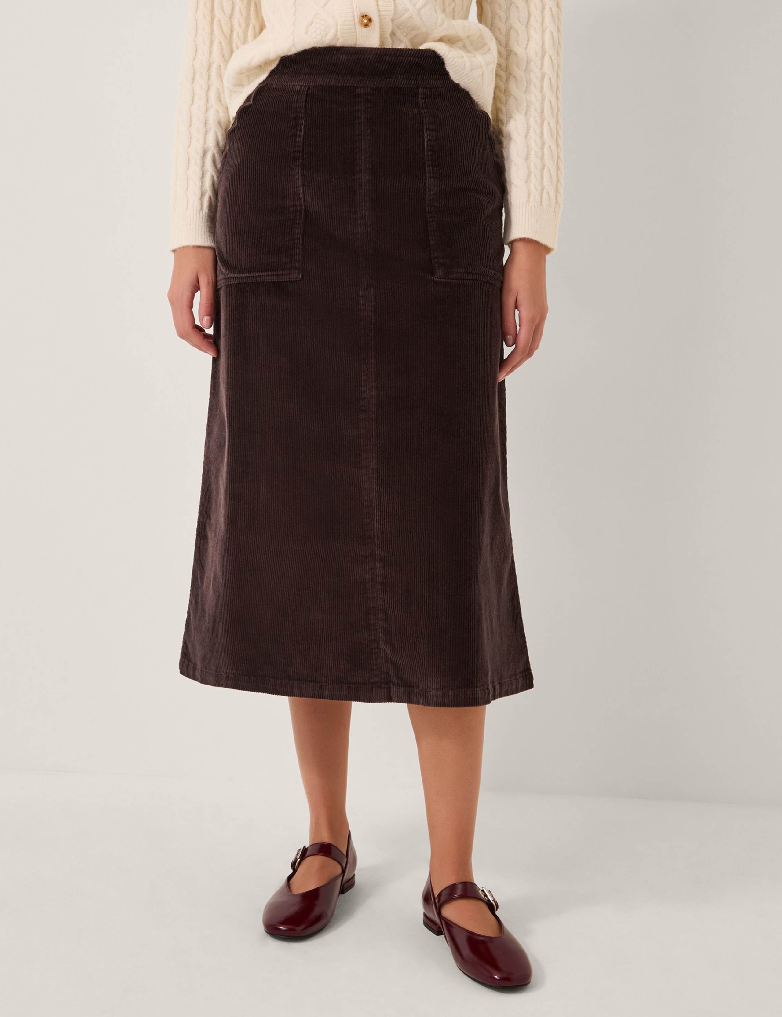 Cord Midi A-Line Skirt