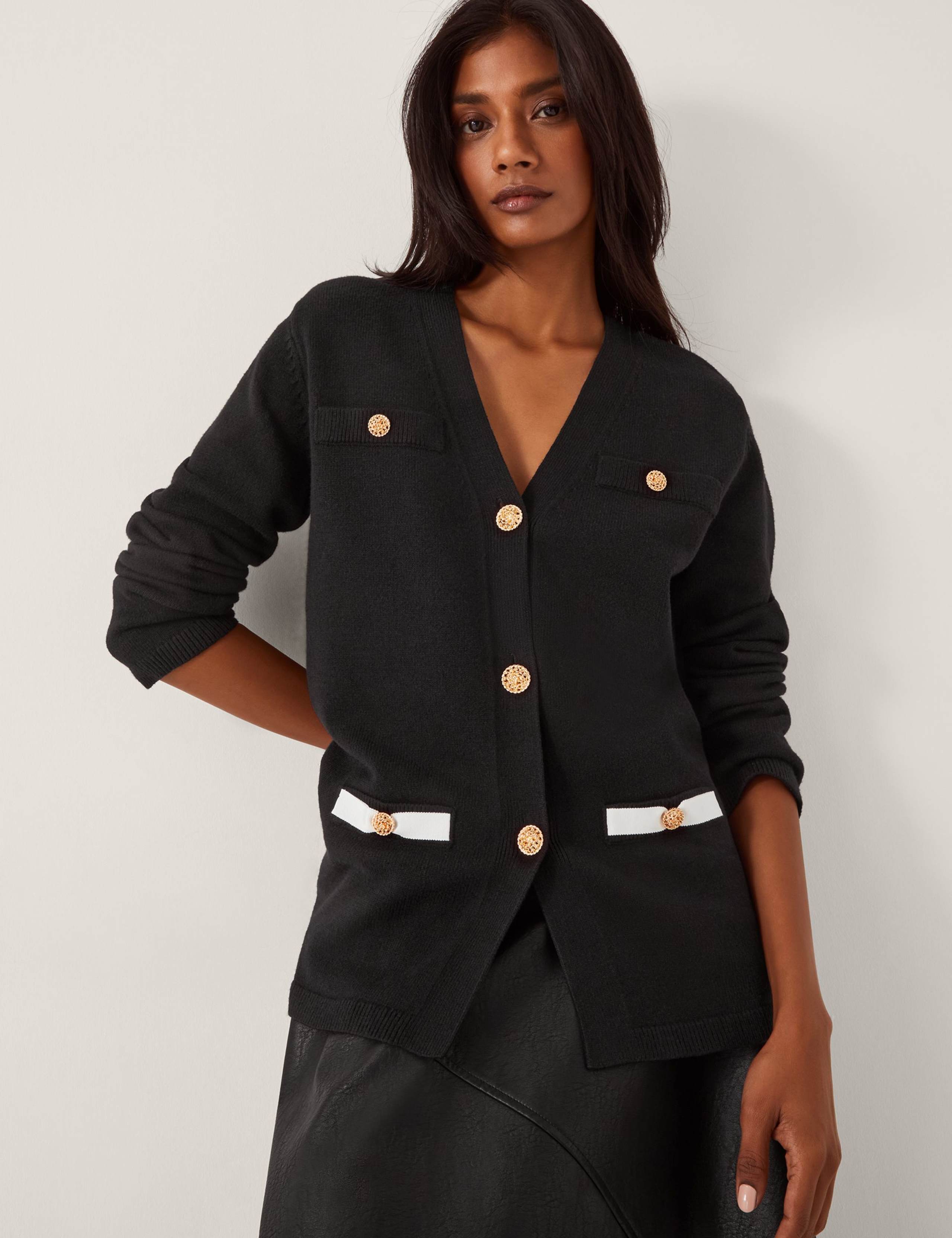 V-Neck Button Front Longline Cardigan