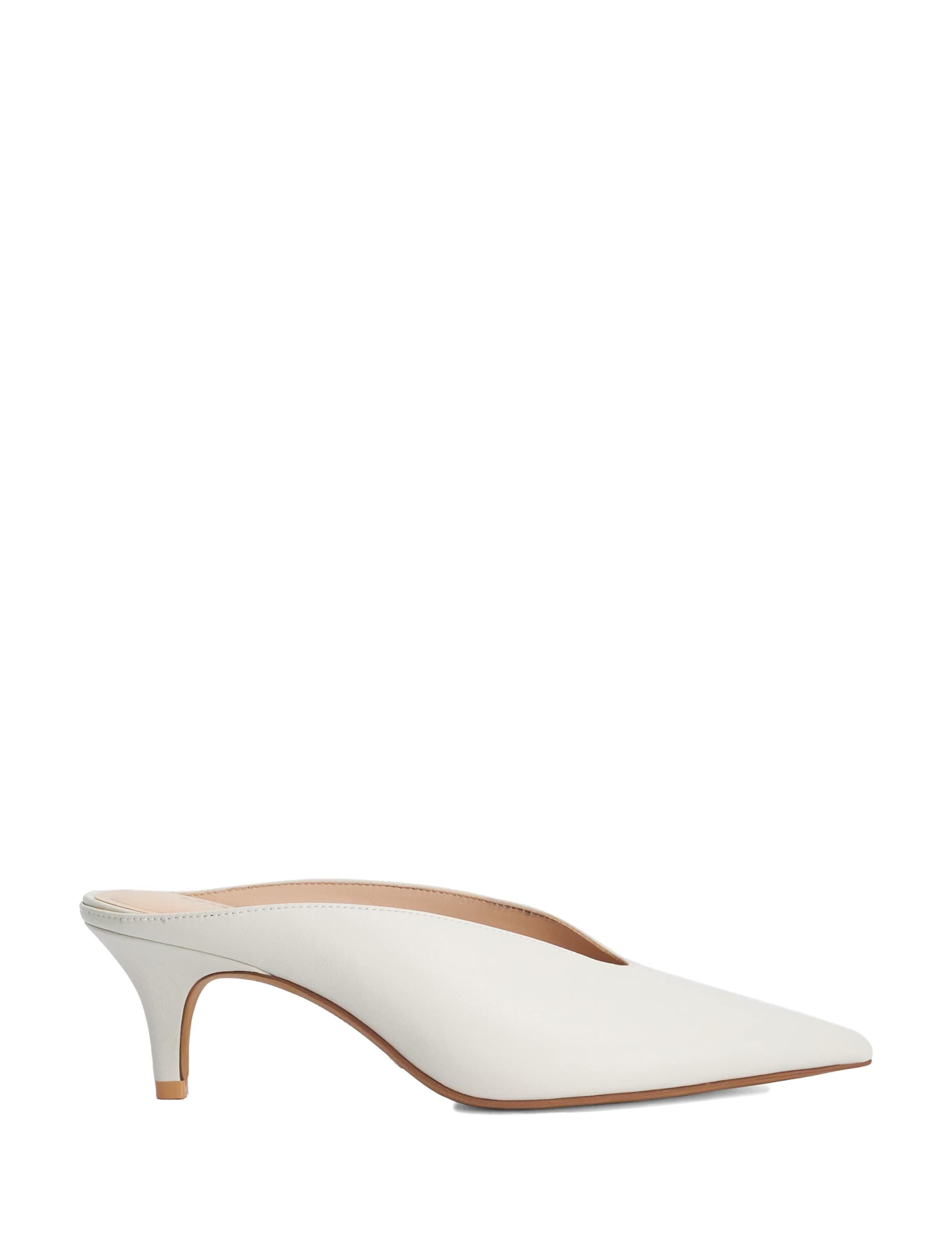 Leather Slip On Kitten Heel Pointed Mules
